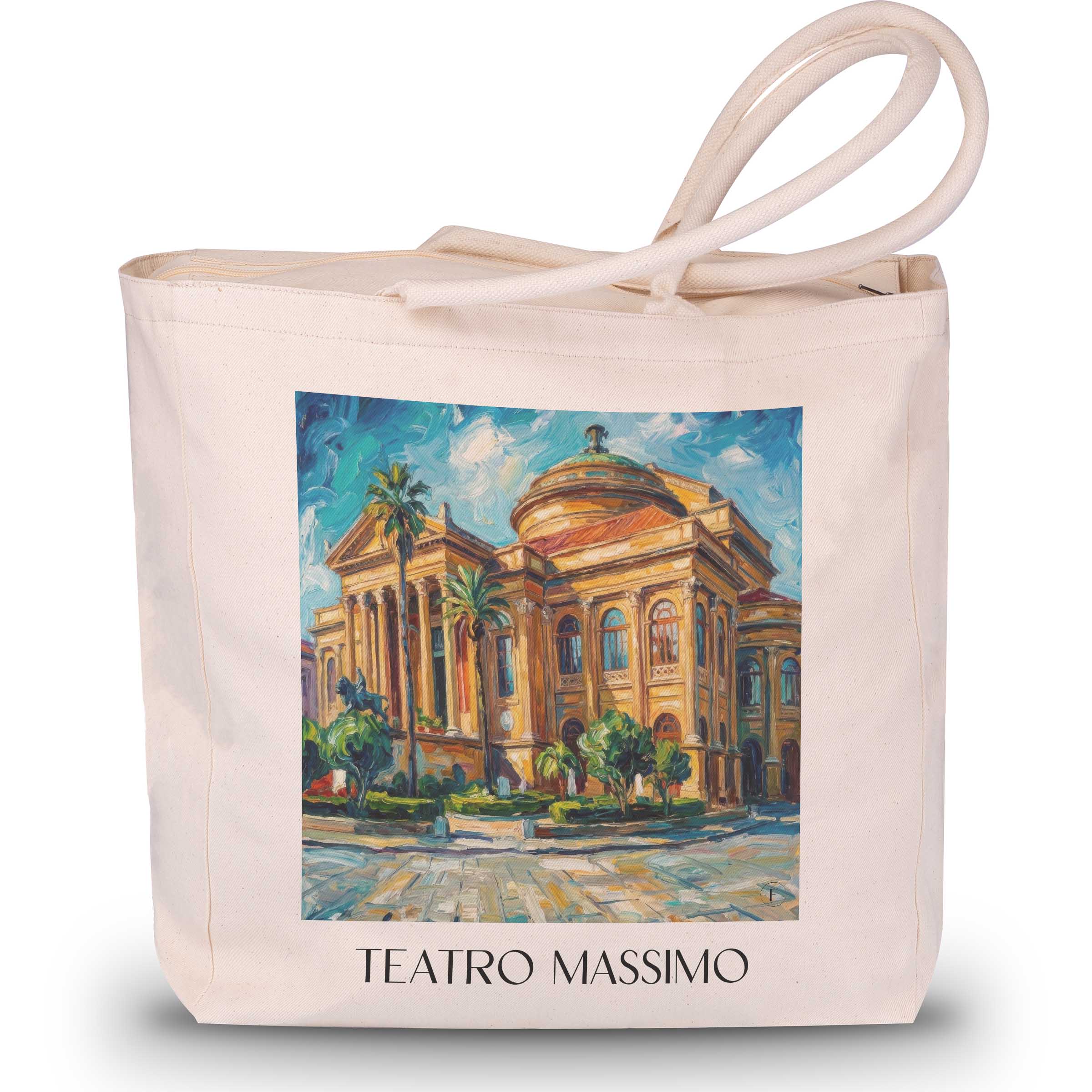 Teatro Massimo Shopping Tasche - Palermo - Italien Tote Bag - Einkaufstasche im Ölgemälde Stil