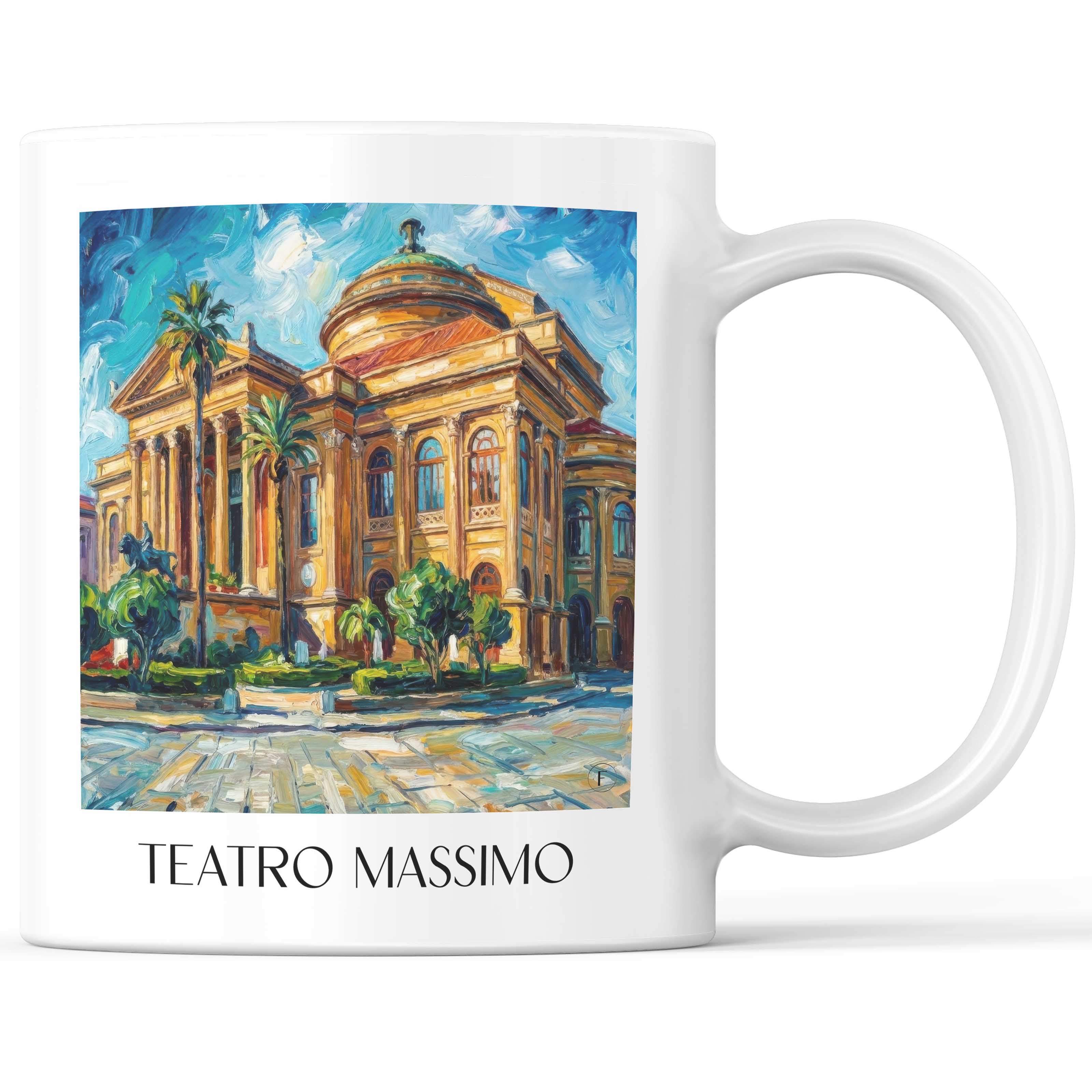 Teatro Massimo Kaffeebecher - Palermo - Italien Becher - Kaffeetasse im Ölgemälde Stil