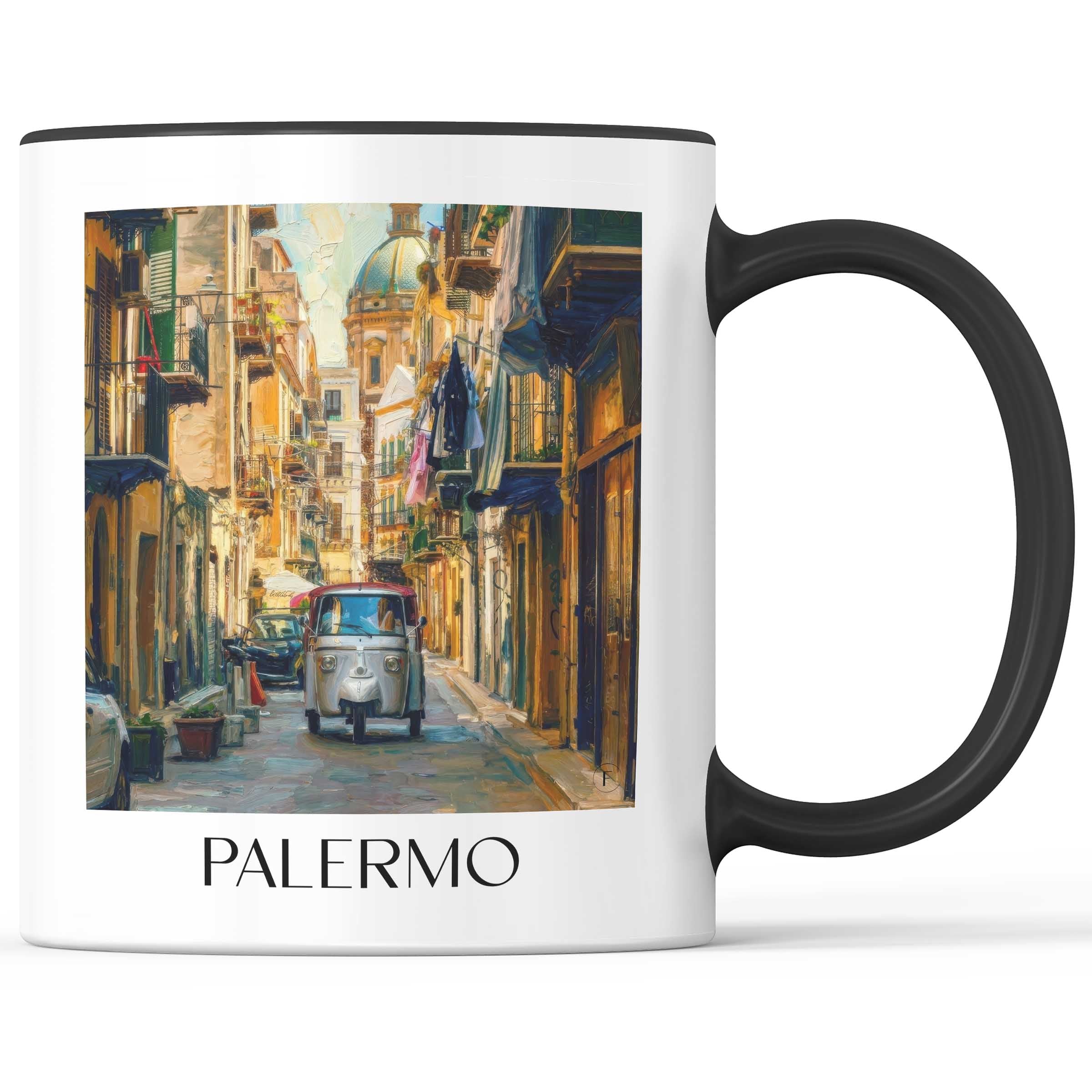 Palermo Kaffeebecher - Sizilien - Italien Becher - Kaffeetasse im Ölgemälde Stil