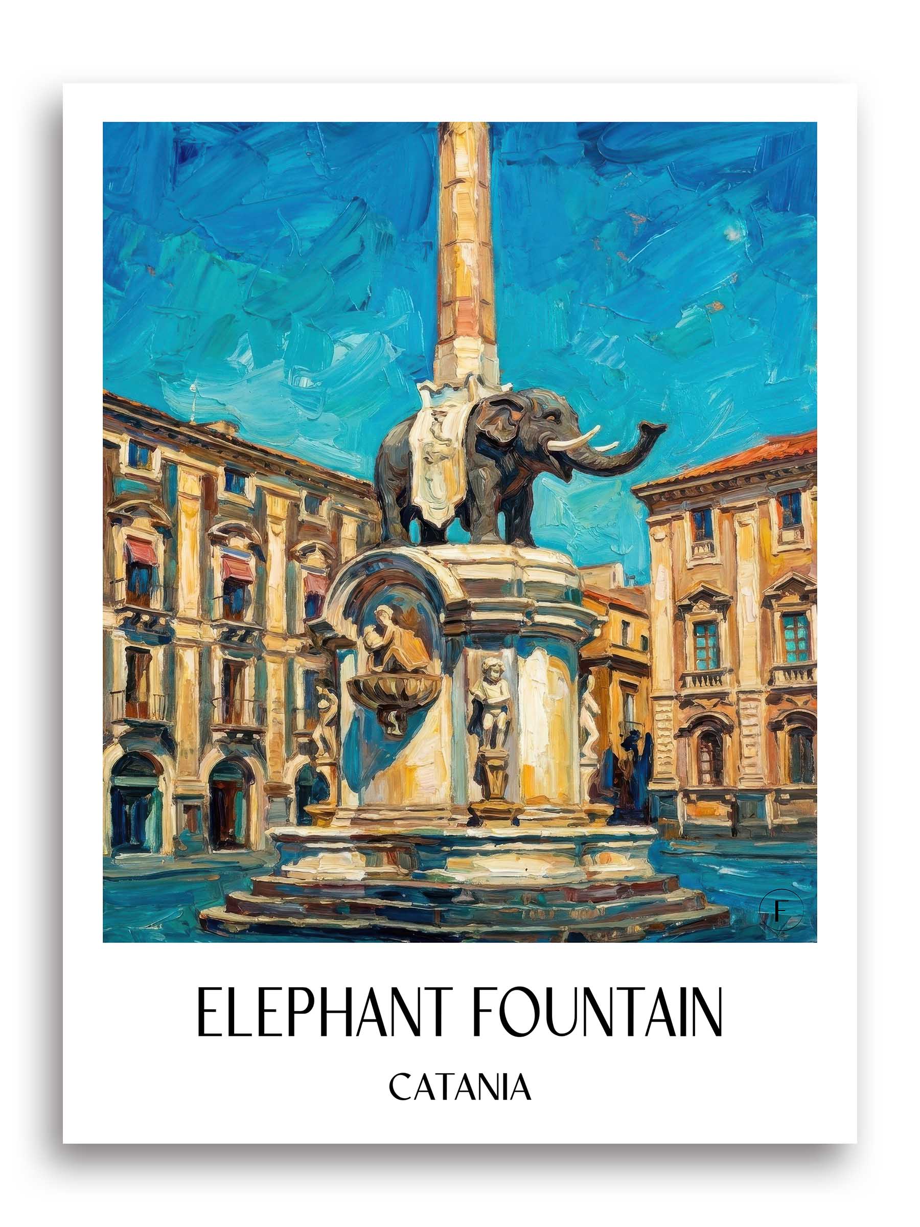 Elefantenbrunnen Poster - Catania - Italien Kunstdruck - Ölgemälde von A4 bis A1
