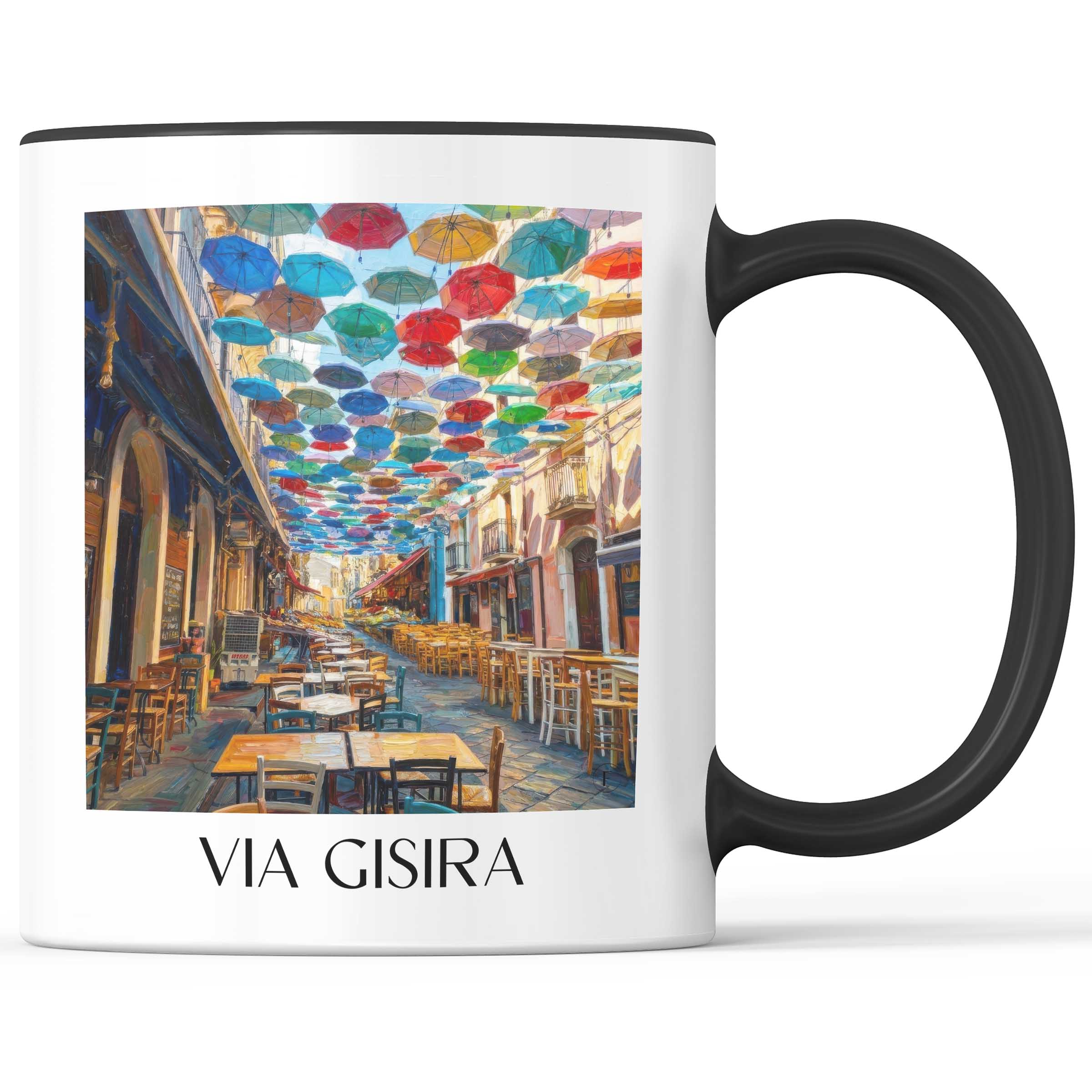 Via Gisira Kaffeebecher - Catania - Italien Becher - Kaffeetasse im Ölgemälde Stil