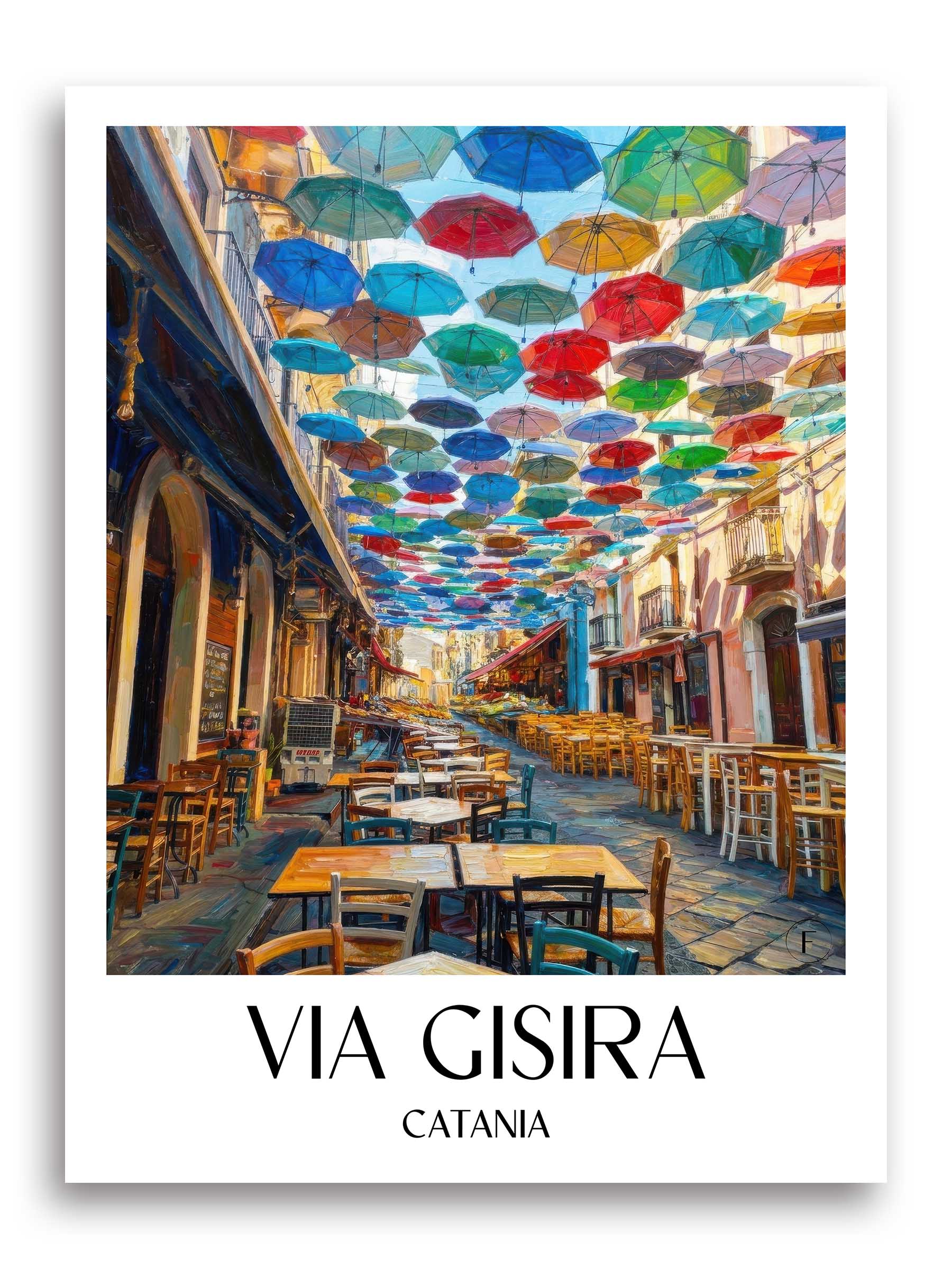 Via Gisira Poster - Catania - Italien Kunstdruck - Ölgemälde von A4 bis A1