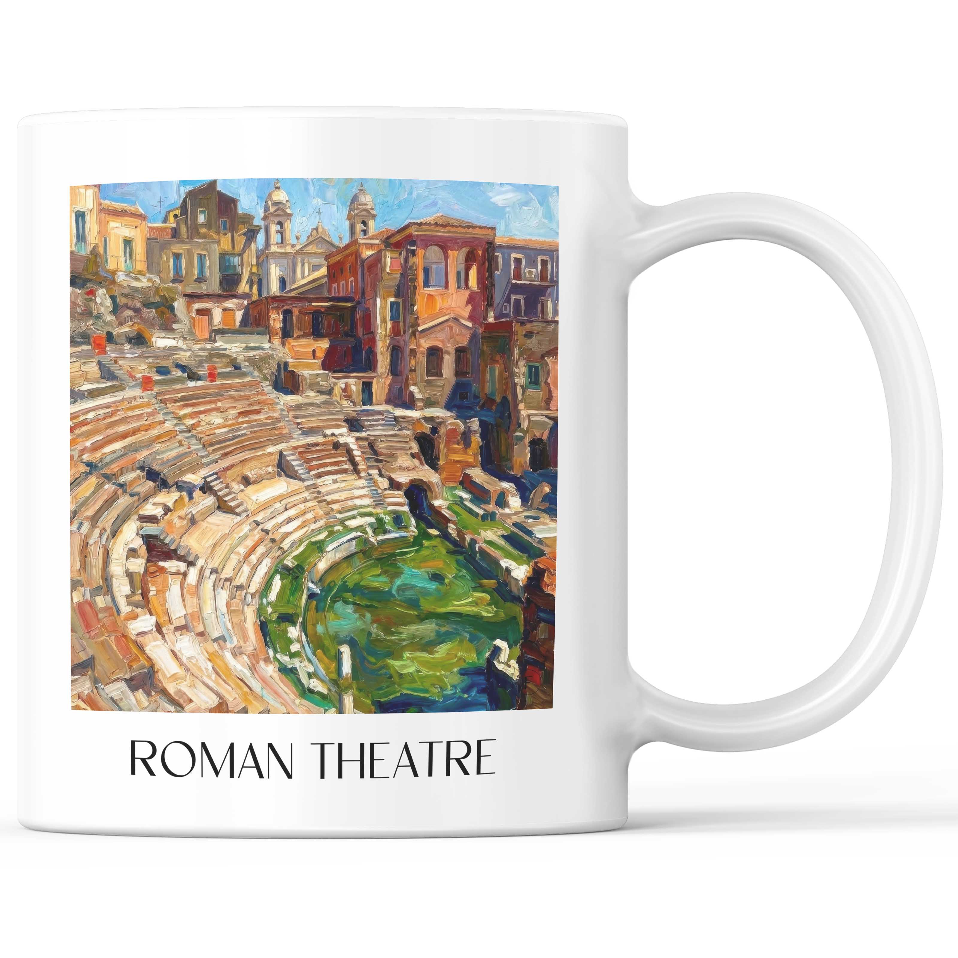 Teatro Romano Kaffeebecher - Catania - Italien Becher - Kaffeetasse im Ölgemälde Stil
