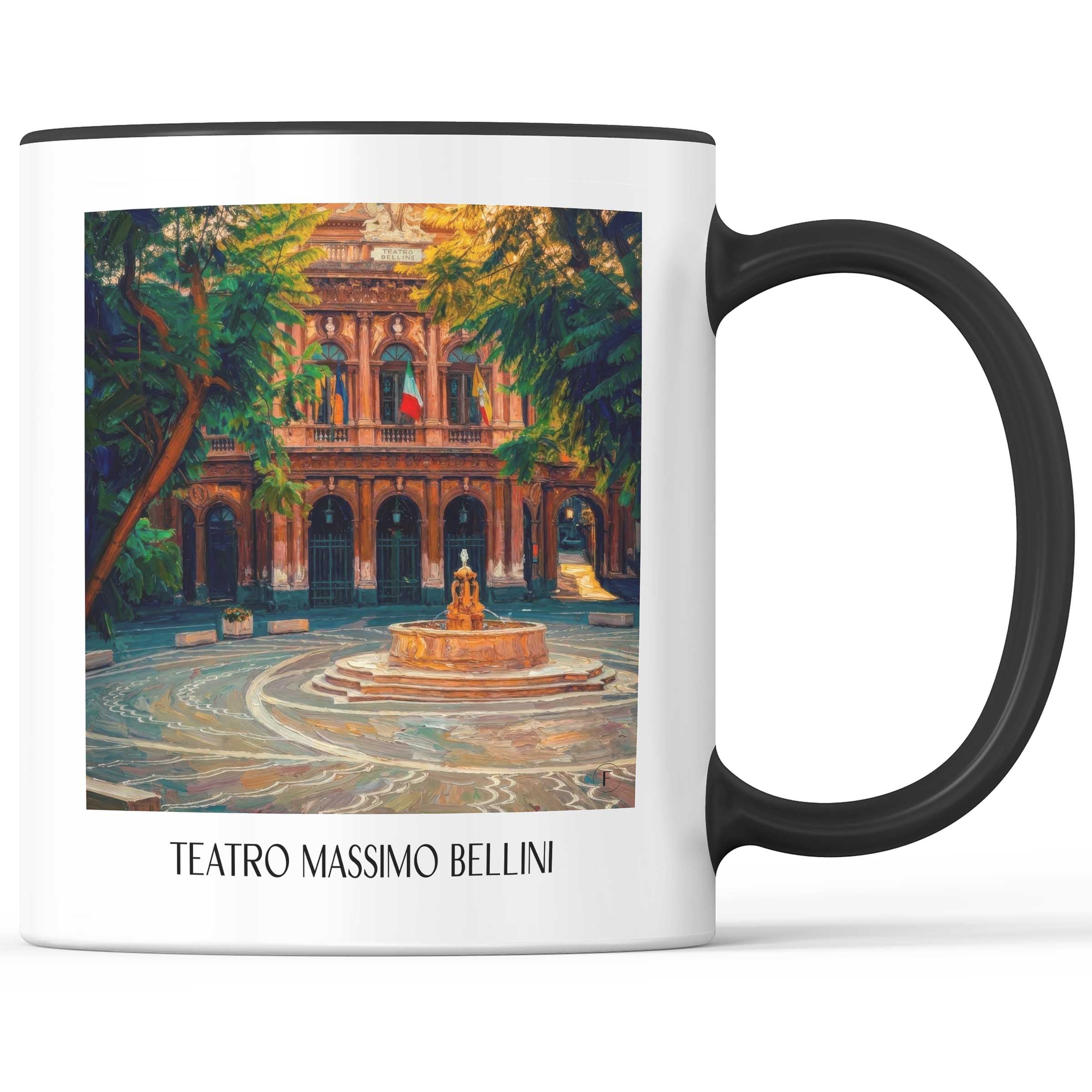 Teatro Massimo Bellini Kaffeebecher - Catania - Italien Becher - Kaffeetasse im Ölgemälde Stil