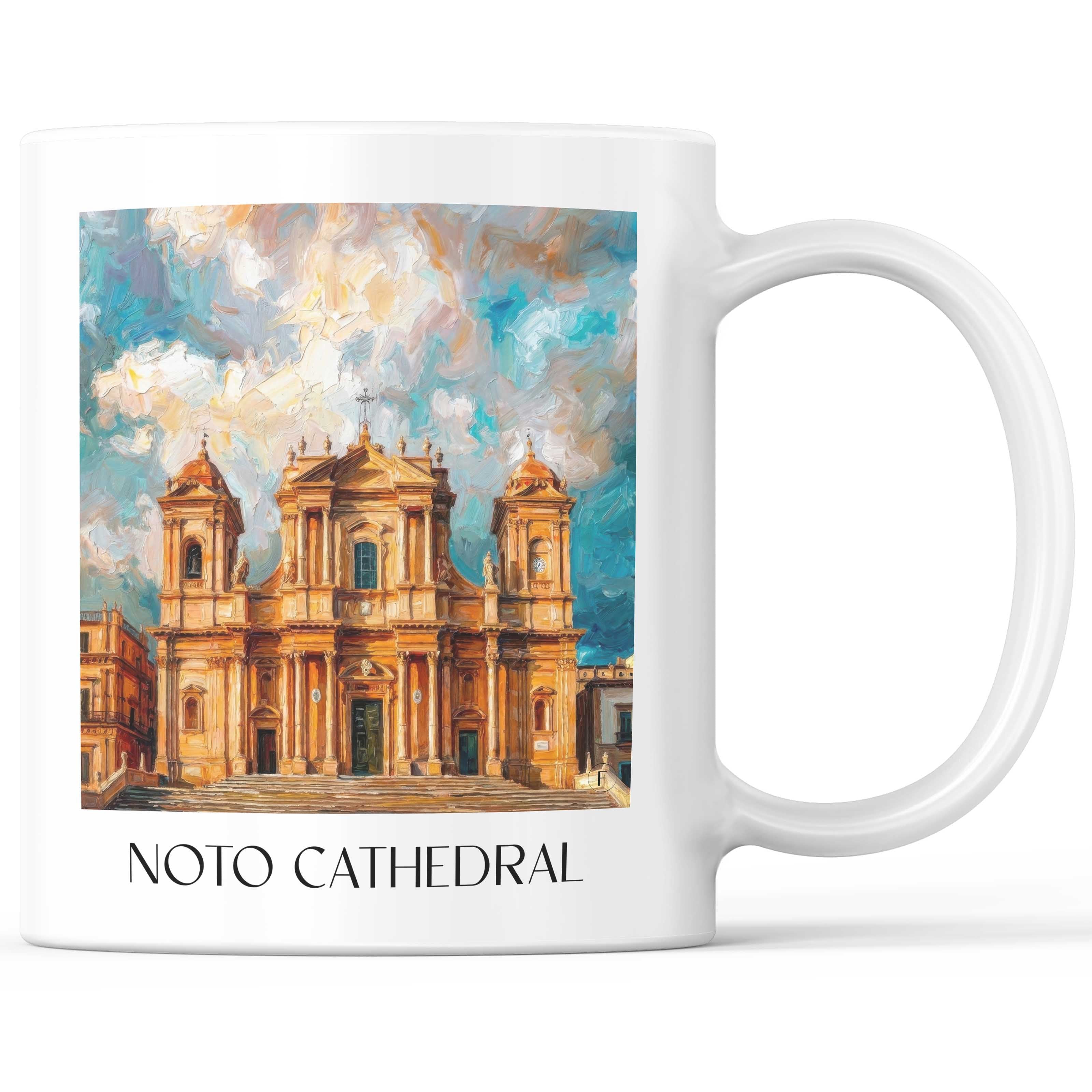 Kathedrale von Noto Kaffeebecher - Sizilien - Italien Becher - Kaffeetasse im Ölgemälde Stil