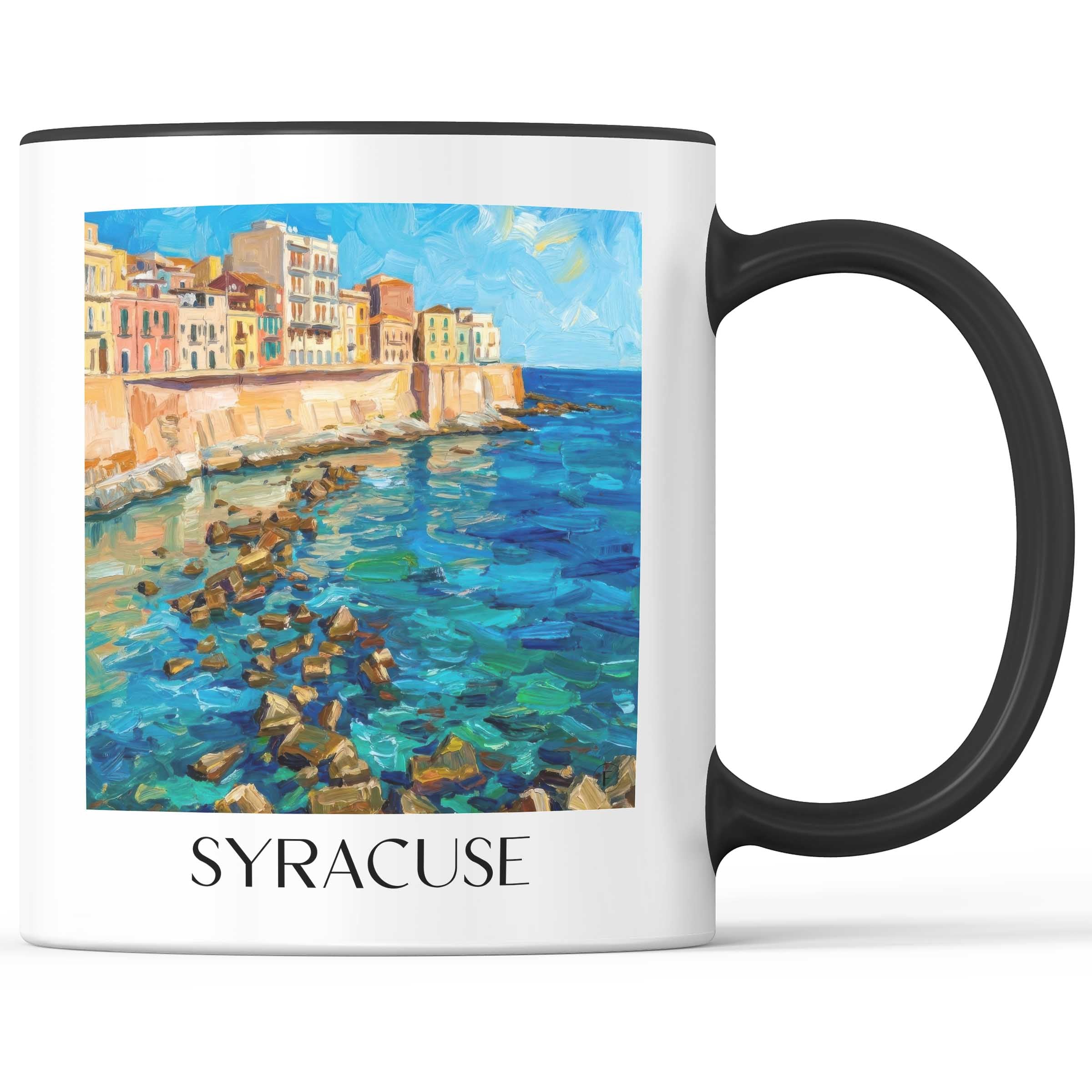 Syrakus Kaffeebecher - Sizilien - Italien Becher - Kaffeetasse im Ölgemälde Stil