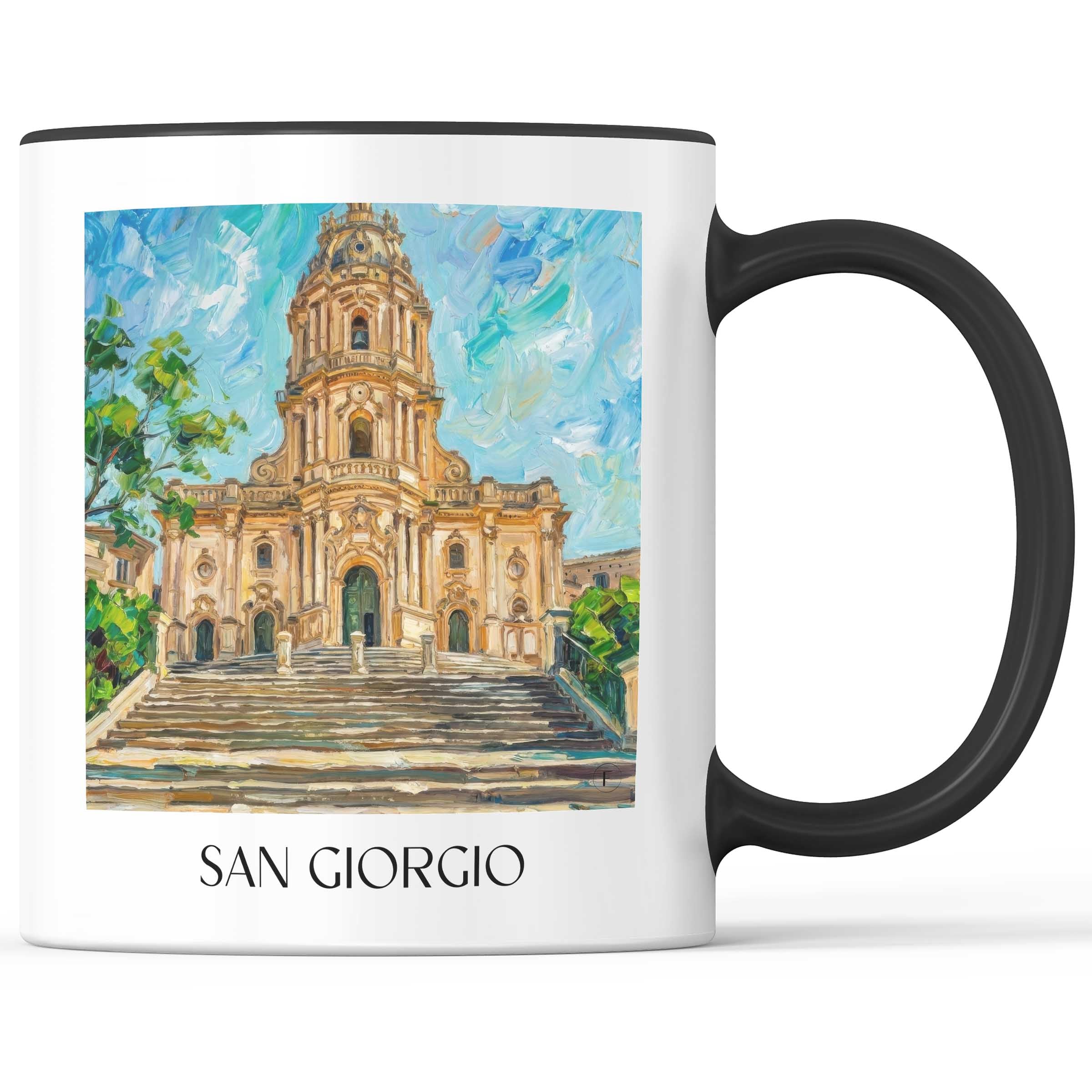 San Giorgio Kaffeebecher - Modica - Italien Becher - Kaffeetasse im Ölgemälde Stil