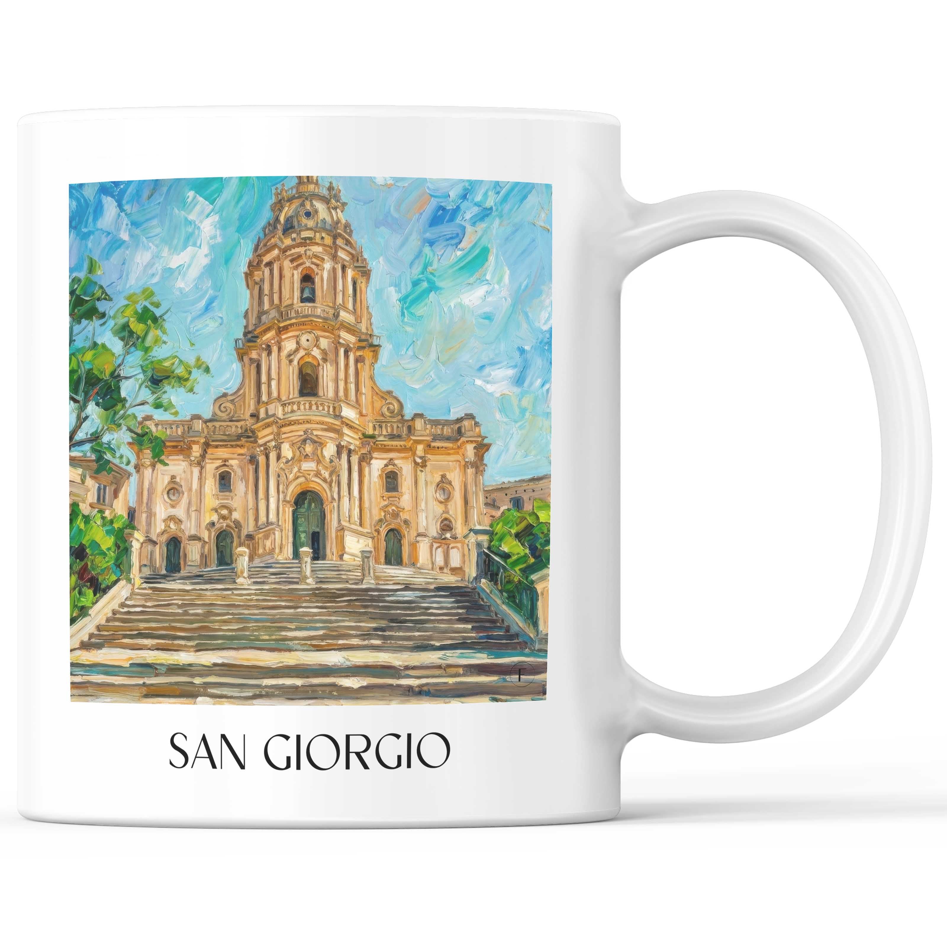San Giorgio Kaffeebecher - Modica - Italien Becher - Kaffeetasse im Ölgemälde Stil
