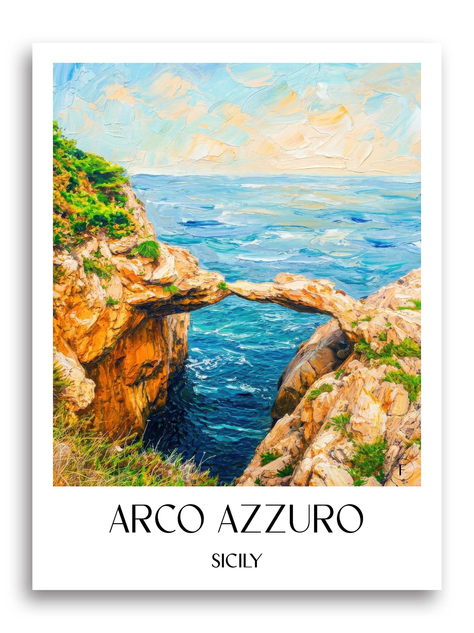 Arco Azzuro Poster - Sizilien - Italien Kunstdruck - Ölgemälde von A4 bis A1