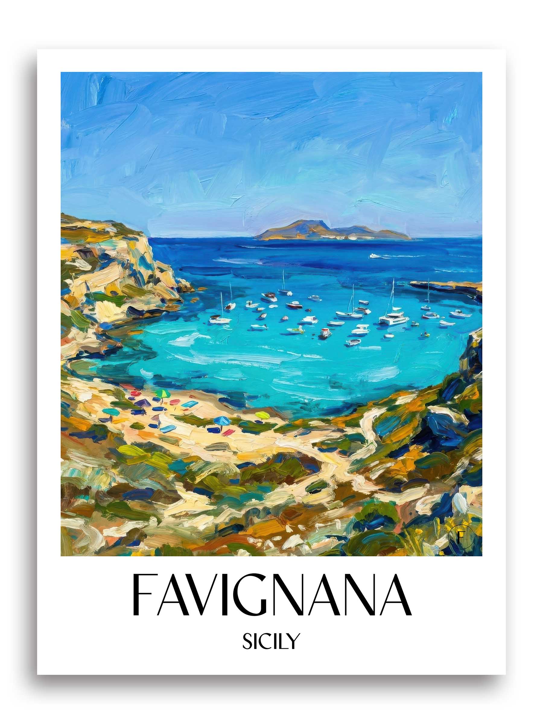 Favignana Poster - Sizilien - Italien Kunstdruck - Ölgemälde von A4 bis A1
