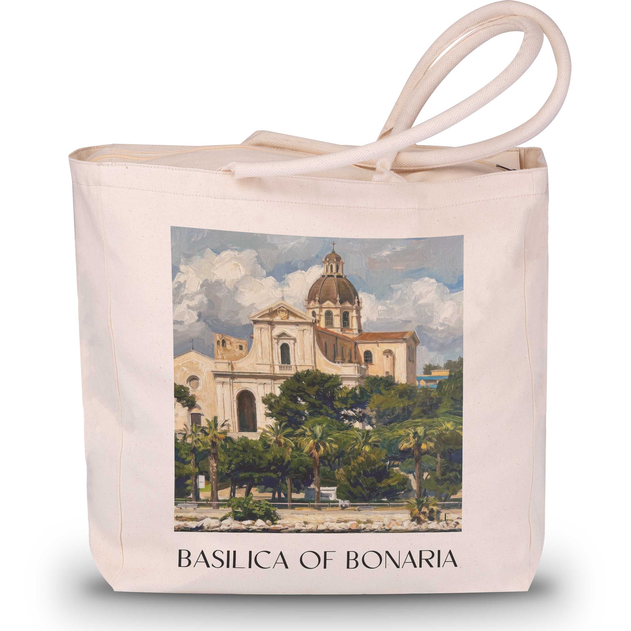 Basilika von Bonaria Shopping Tasche - Cagliari - Italien Tote Bag - Einkaufstasche im Ölgemälde Stil