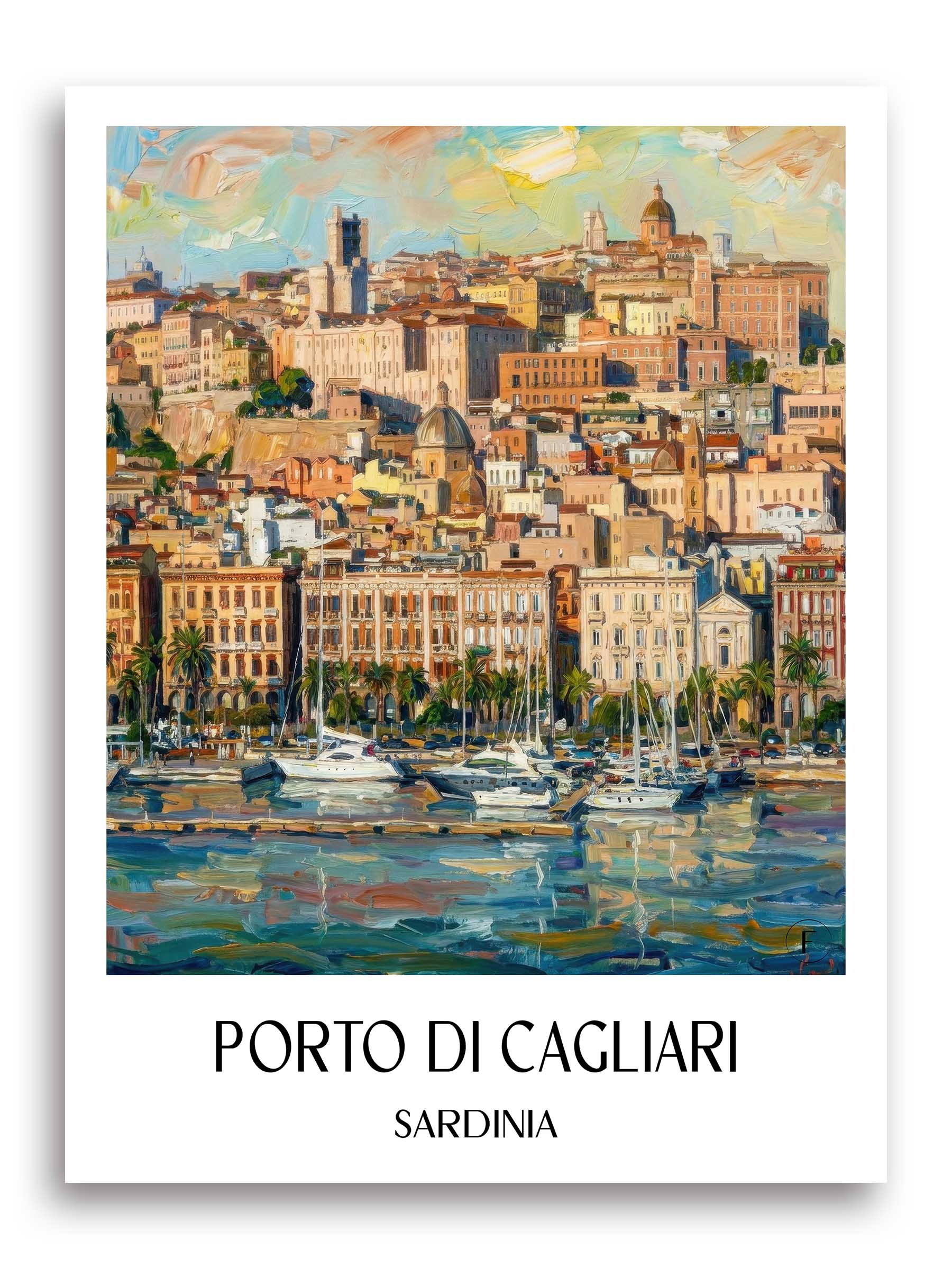 Porto di Cagliari Poster - Sardinien - Italien Kunstdruck - Ölgemälde von A4 bis A1