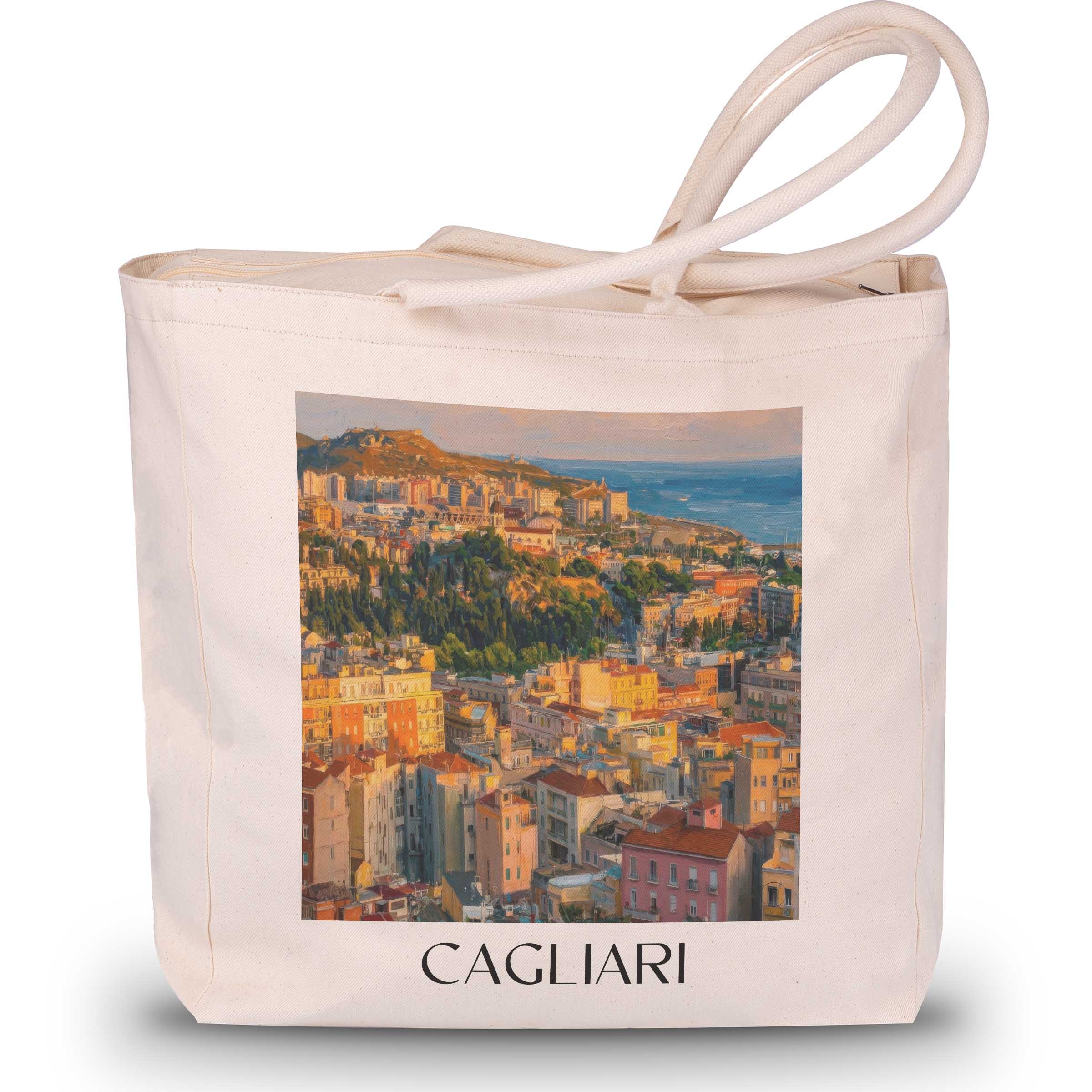 Cagliari Shopping Tasche - Sardinien - Italien Tote Bag - Einkaufstasche im Ölgemälde Stil