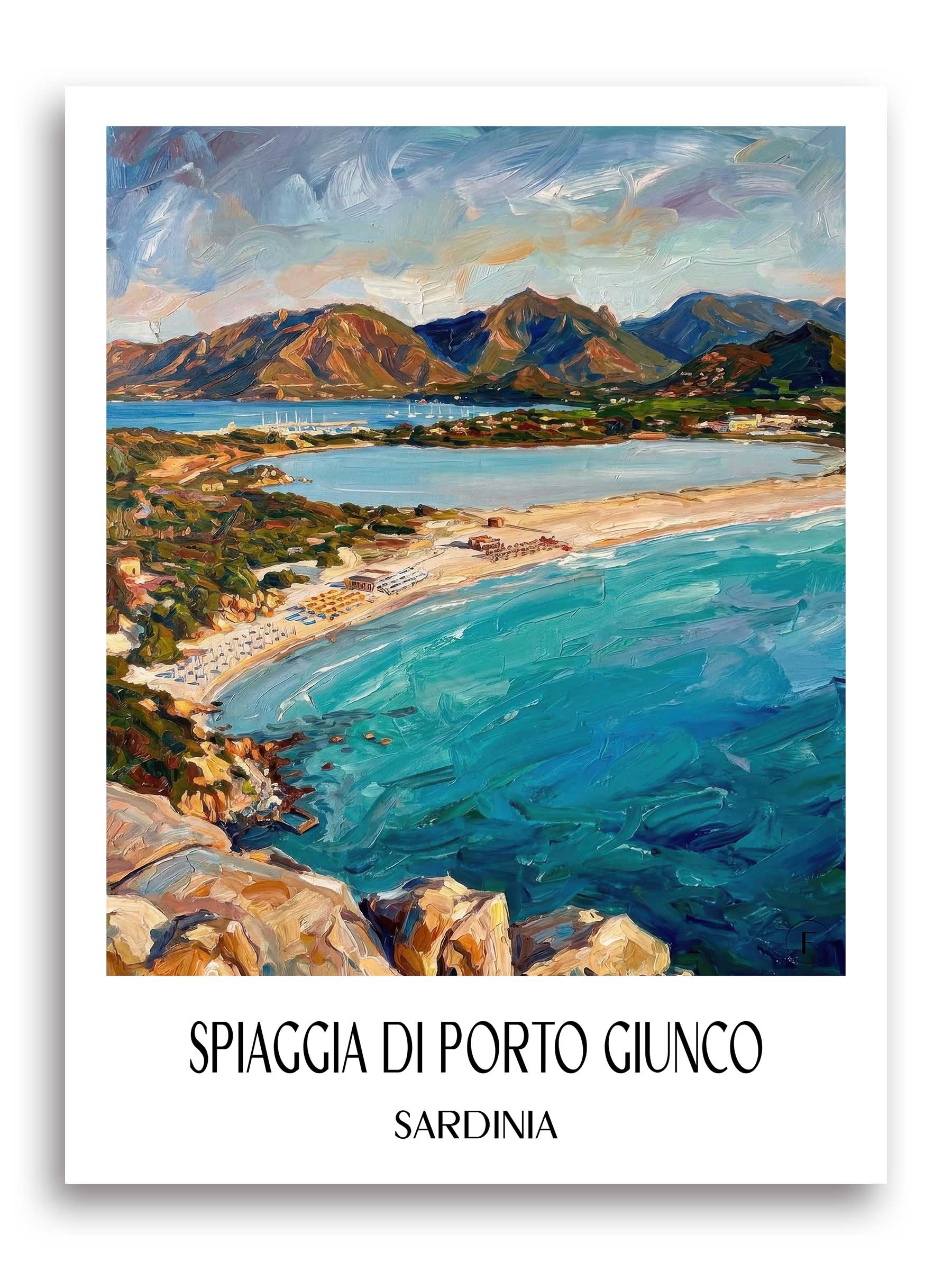 Spiaggia di Porto Giunco Poster - Sardinien - Italien Kunstdruck - Ölgemälde von A4 bis A1