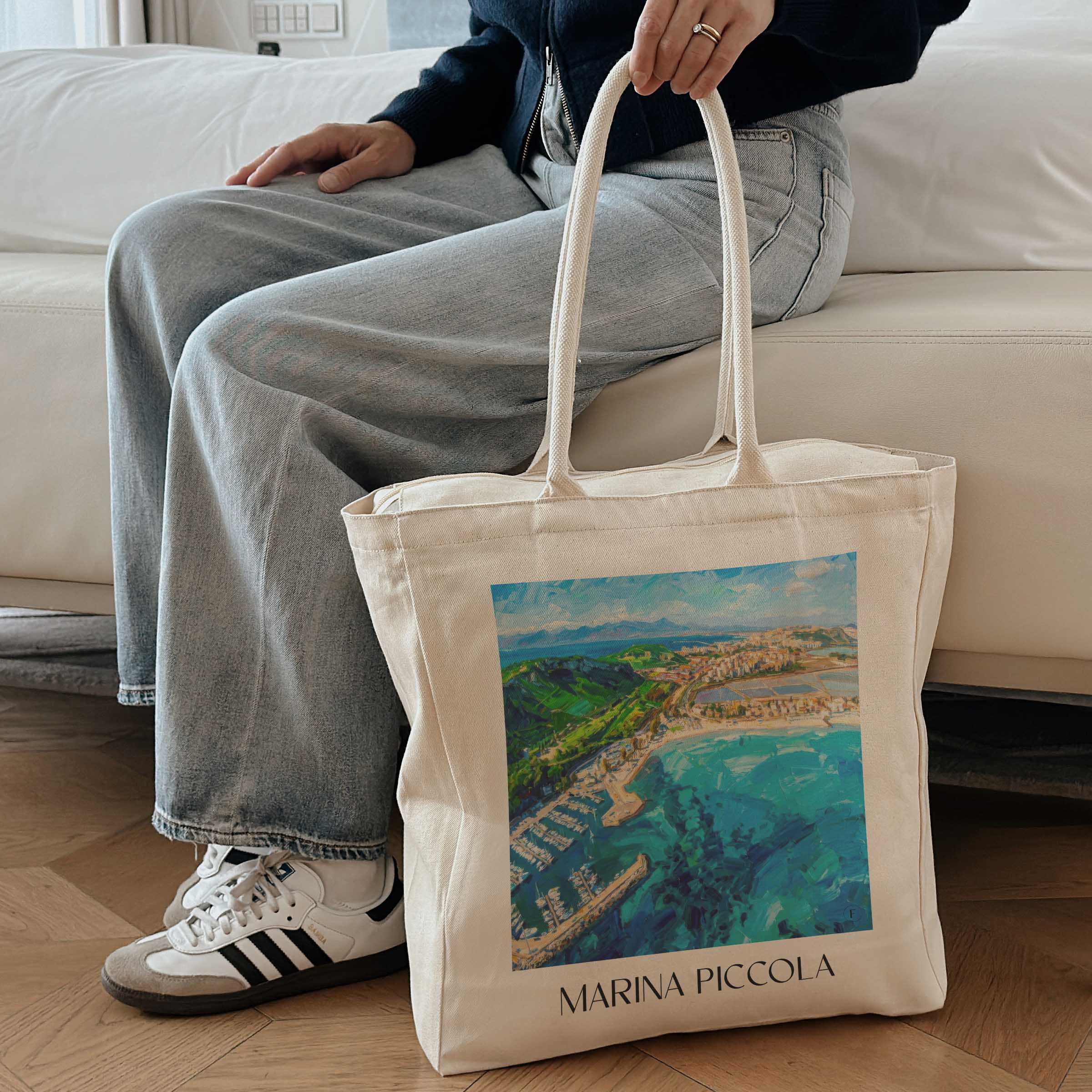 marina-piccola-cagliari-italien-einkaufstasche-oil-painting-oelgemaelde