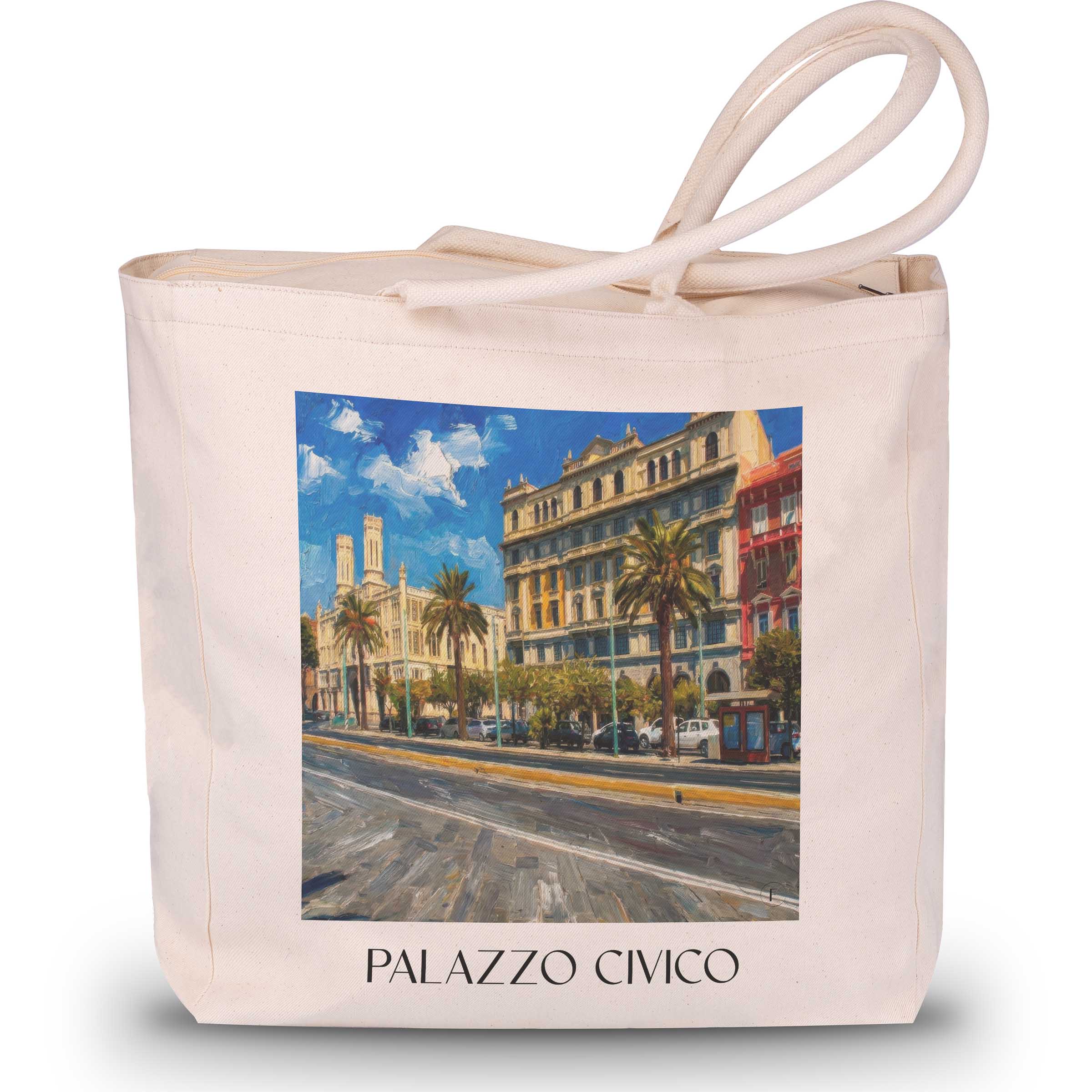 Palazzo Civico Shopping Tasche - Cagliari - Italien Tote Bag - Einkaufstasche im Ölgemälde Stil