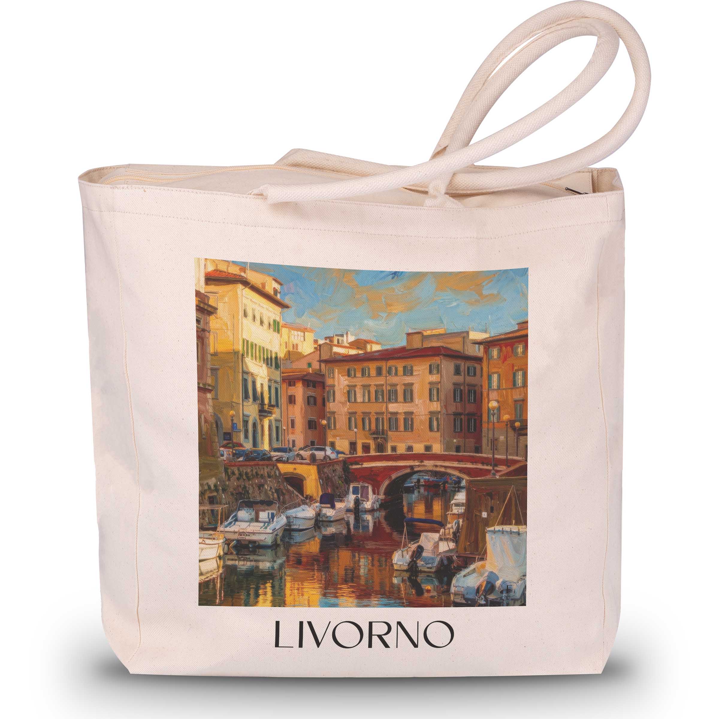 Livorno Shopping Tasche - Toskana - Italien Tote Bag - Einkaufstasche im Ölgemälde Stil