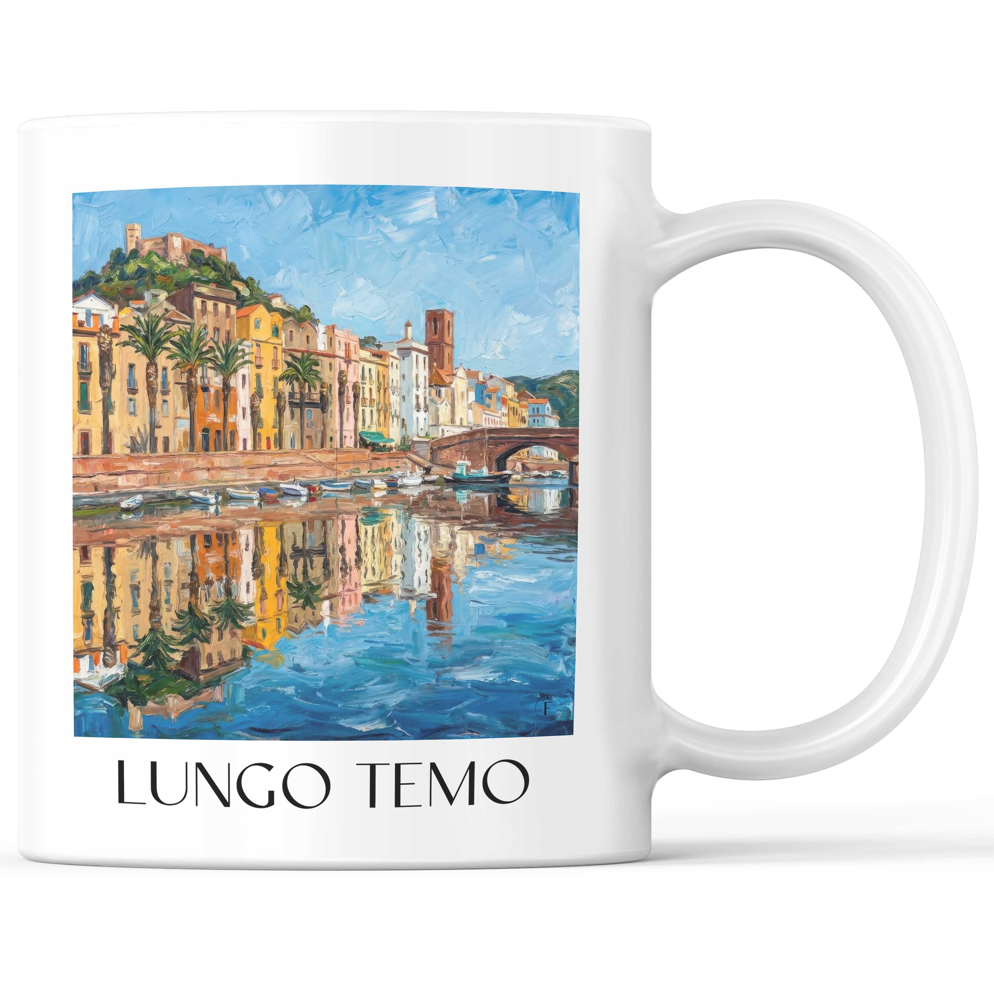 Lungo Temo Kaffeebecher - Bosa - Italien Becher - Kaffeetasse im Ölgemälde Stil