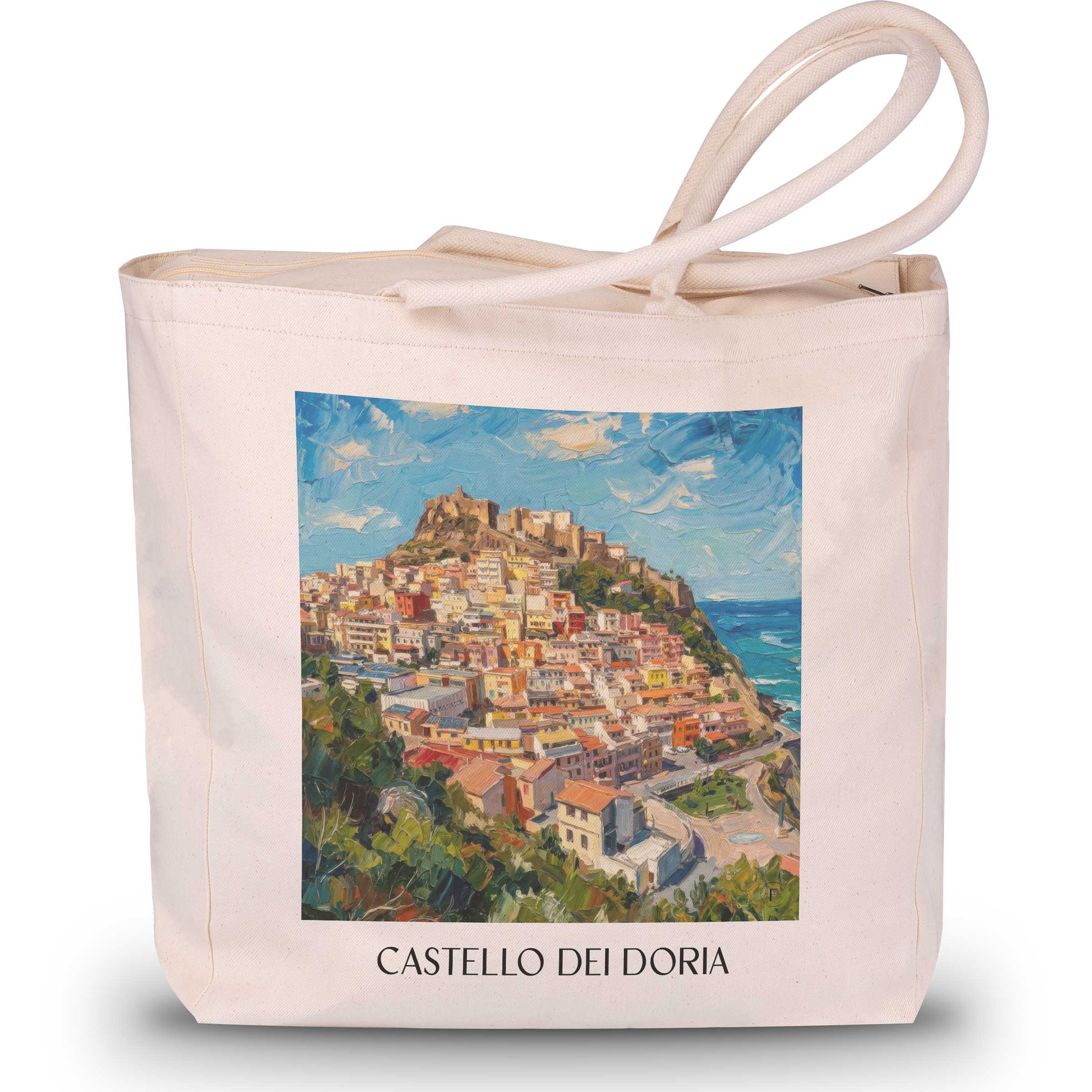 Castello dei Doria Shopping Tasche - Castelsardo - Italien Tote Bag - Einkaufstasche im Ölgemälde Stil