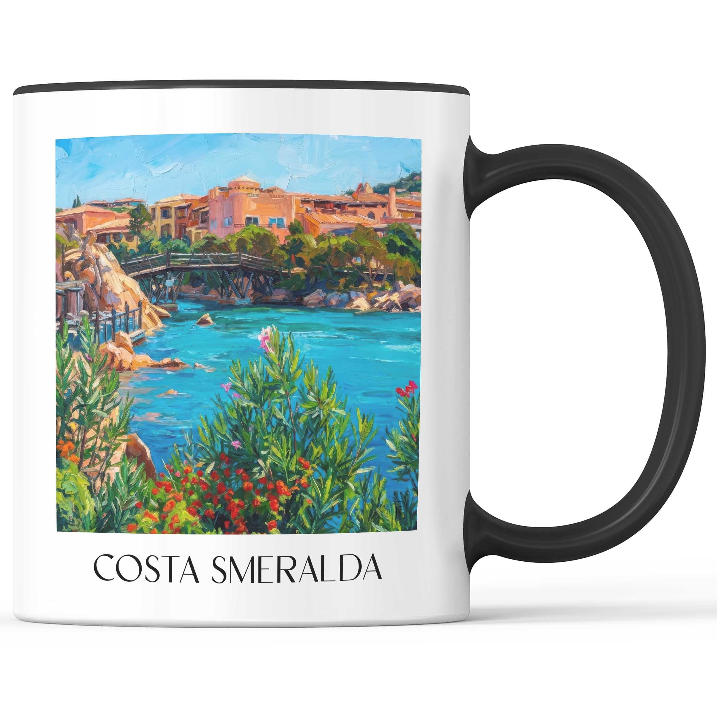 Costa Smeralda Kaffeebecher - Porto Cervo - Italien Becher - Kaffeetasse im Ölgemälde Stil