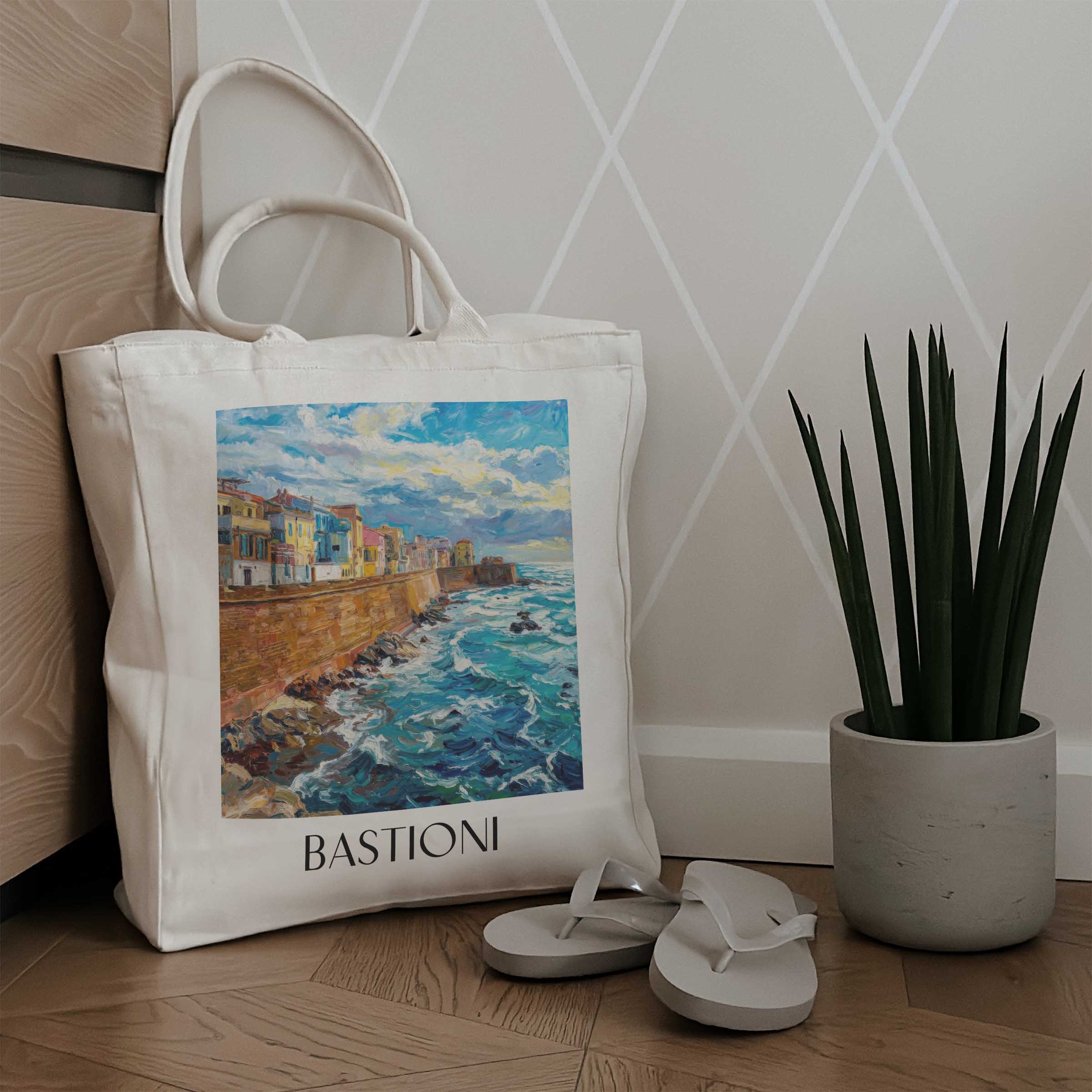 bastioni--alghero-italien-einkaufstasche-oil-painting-oelgemaelde
