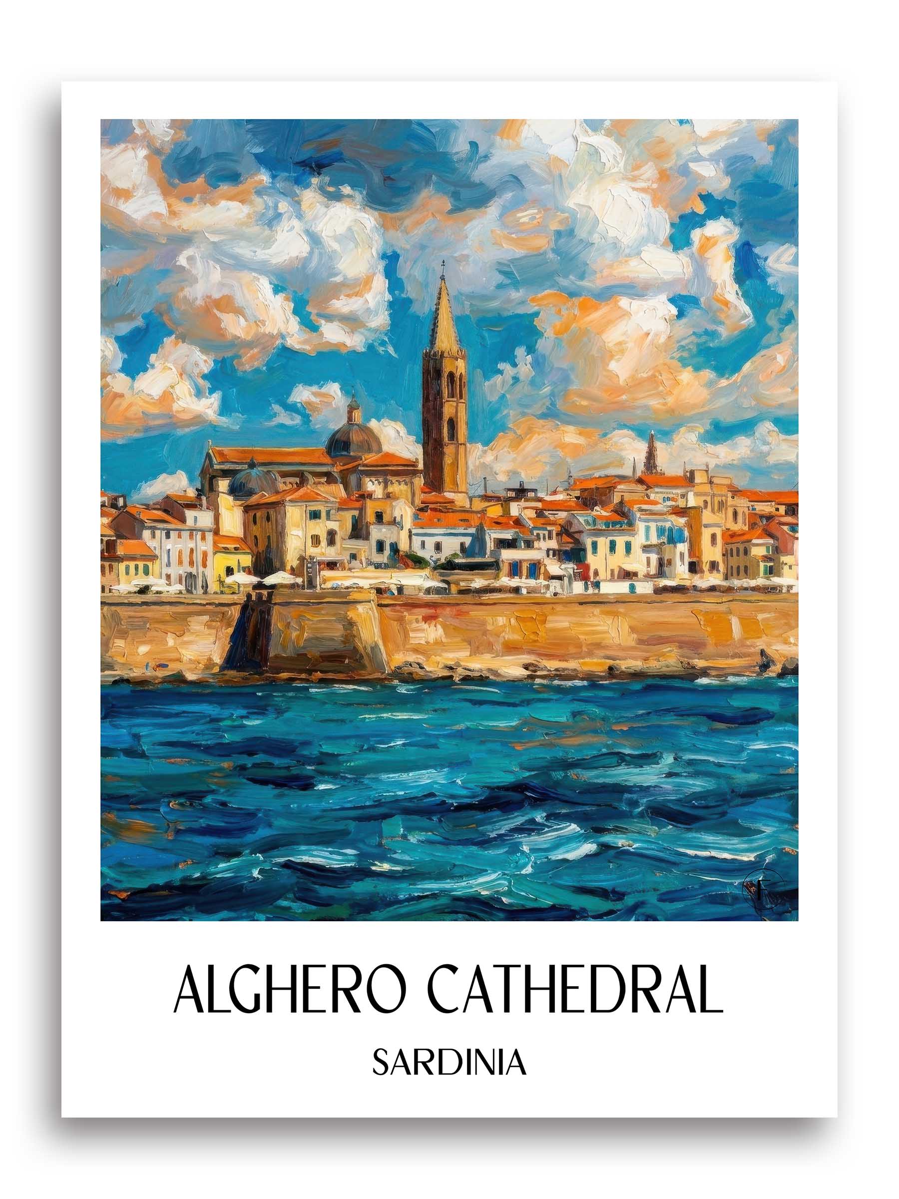 Kathedrale von Alghero Poster - Sardinien - Italien Kunstdruck - Ölgemälde von A4 bis A1