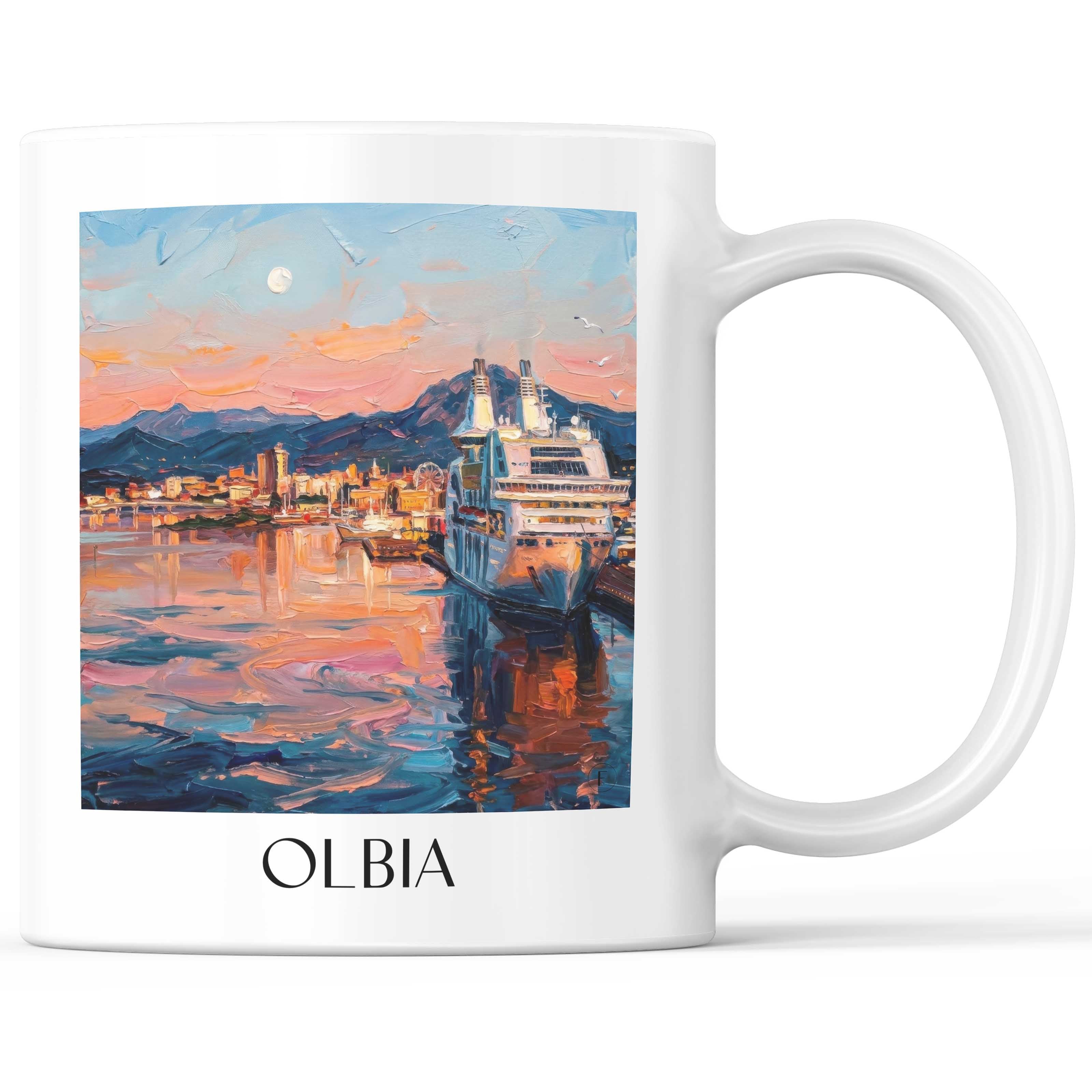 Olbia Kaffeebecher - Sardinien - Italien Becher - Kaffeetasse im Ölgemälde Stil