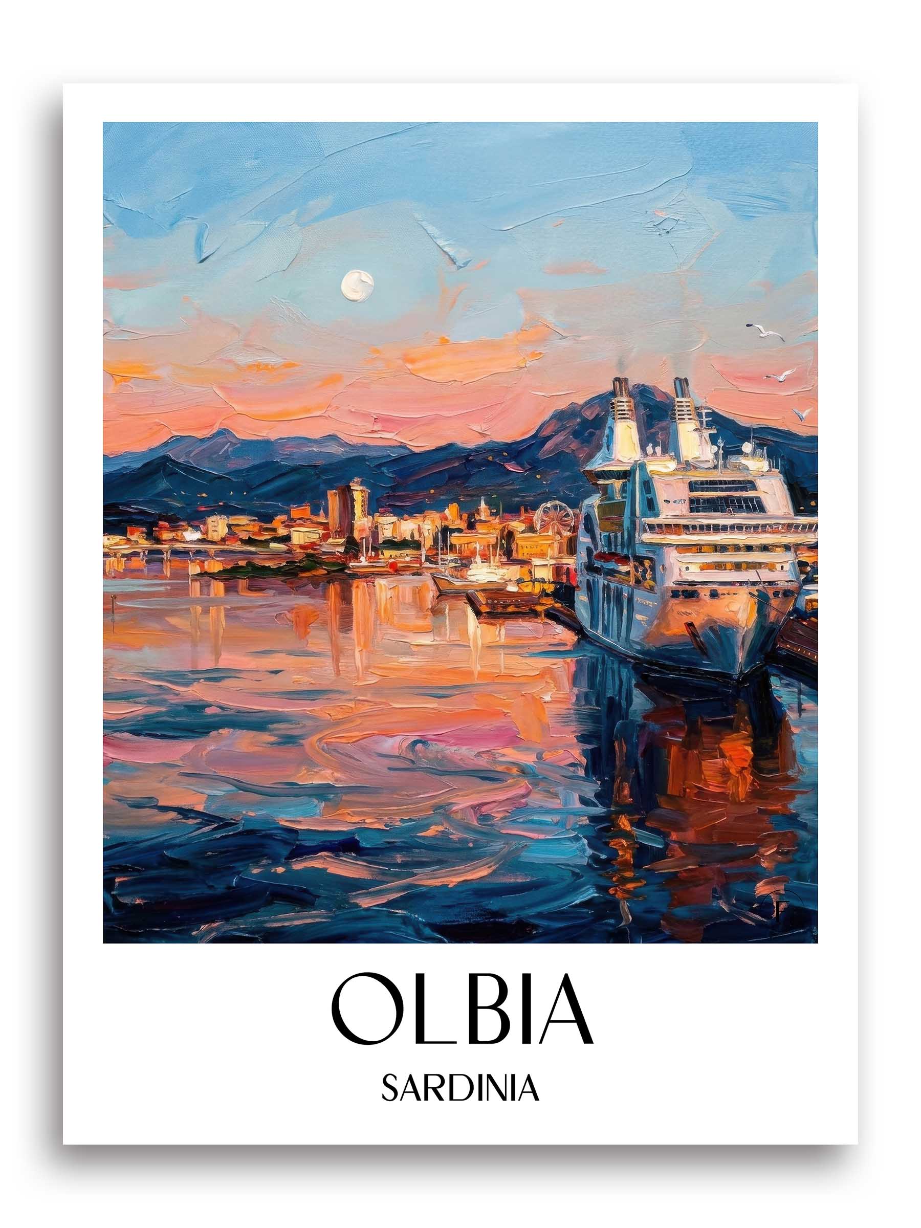 Olbia Poster - Sardinien - Italien Kunstdruck - Ölgemälde von A4 bis A1