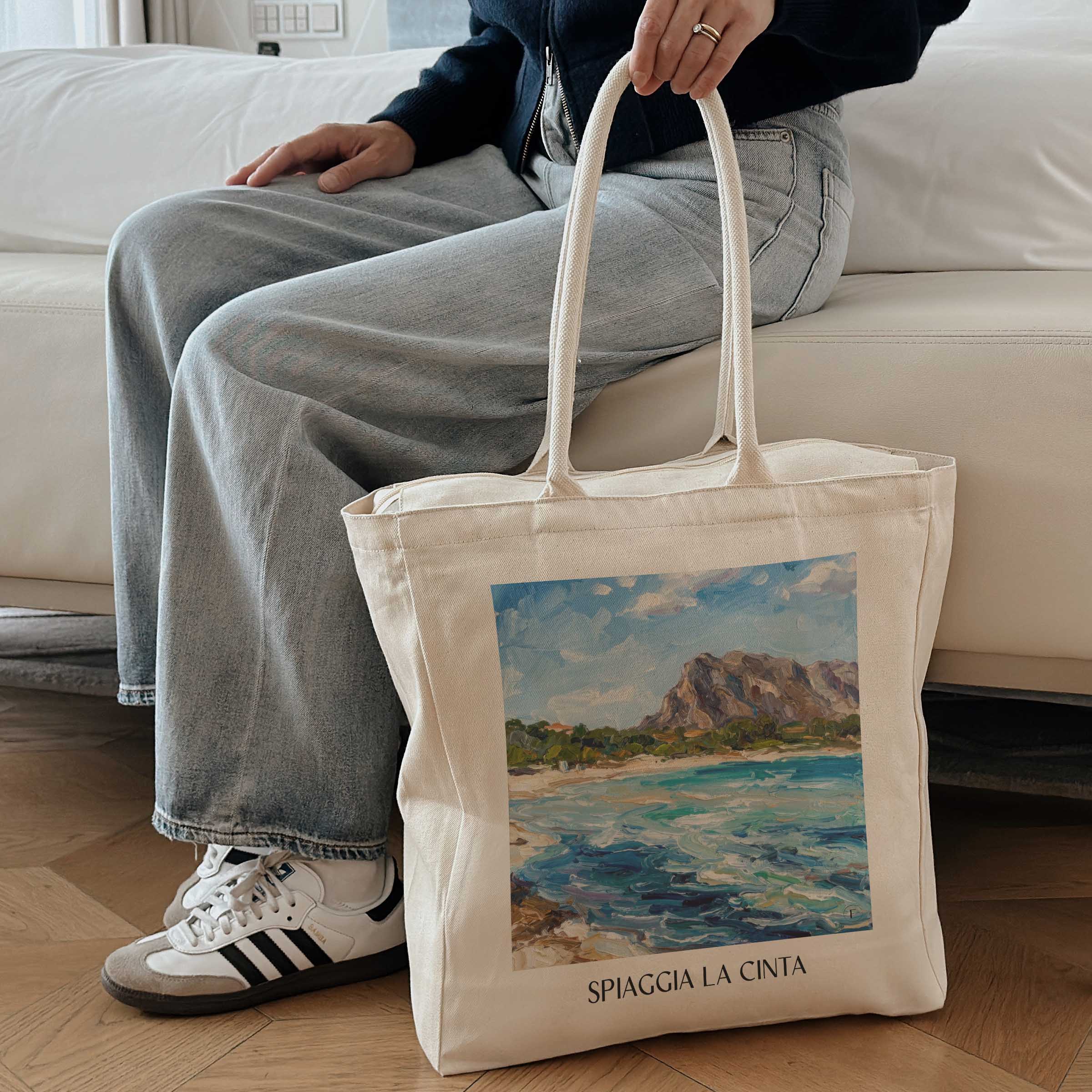 spiaggia-la-cinta-sardinien-italien-einkaufstasche-oil-painting-oelgemaelde