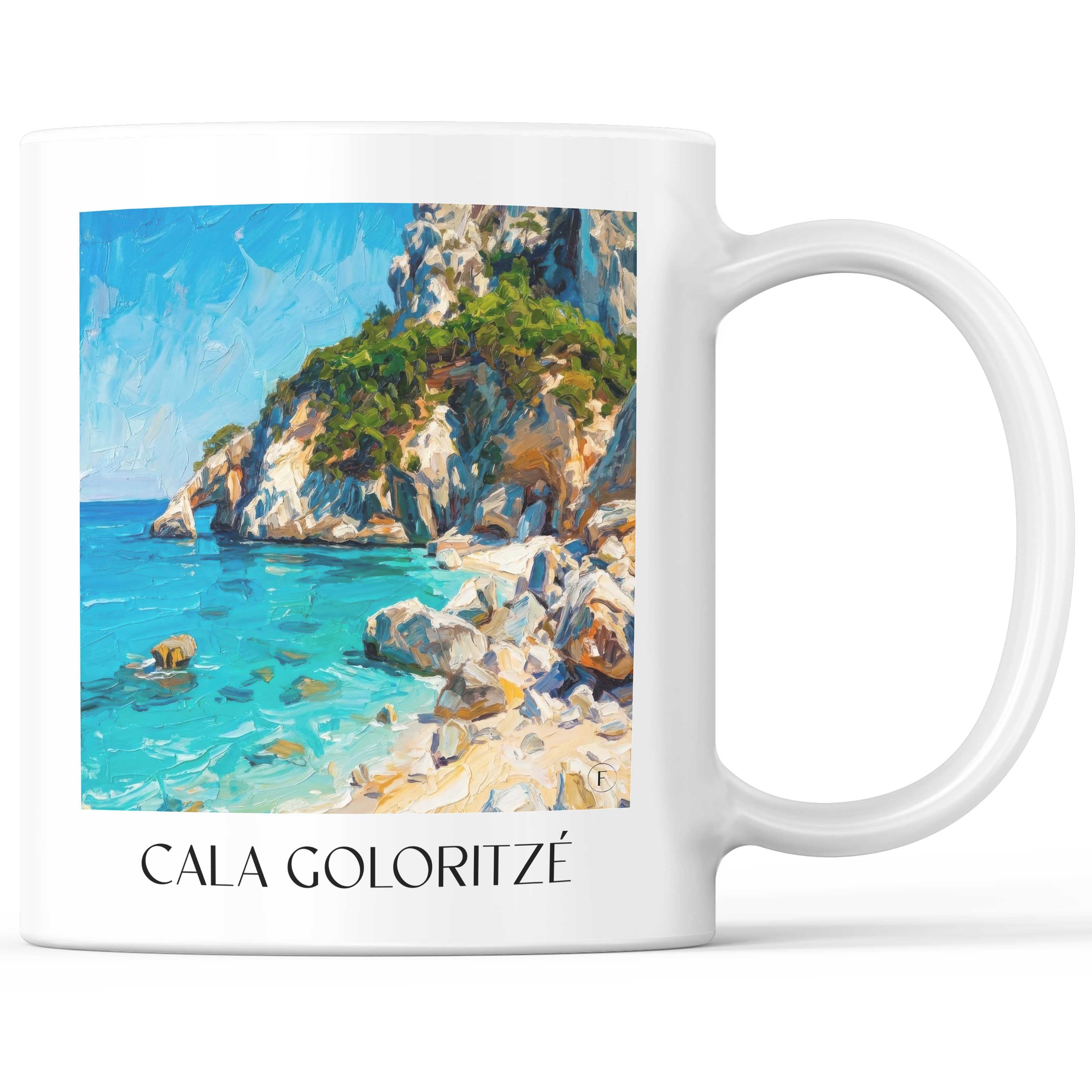 Cala Goloritzé Kaffeebecher - Sardinien - Italien Becher - Kaffeetasse im Ölgemälde Stil