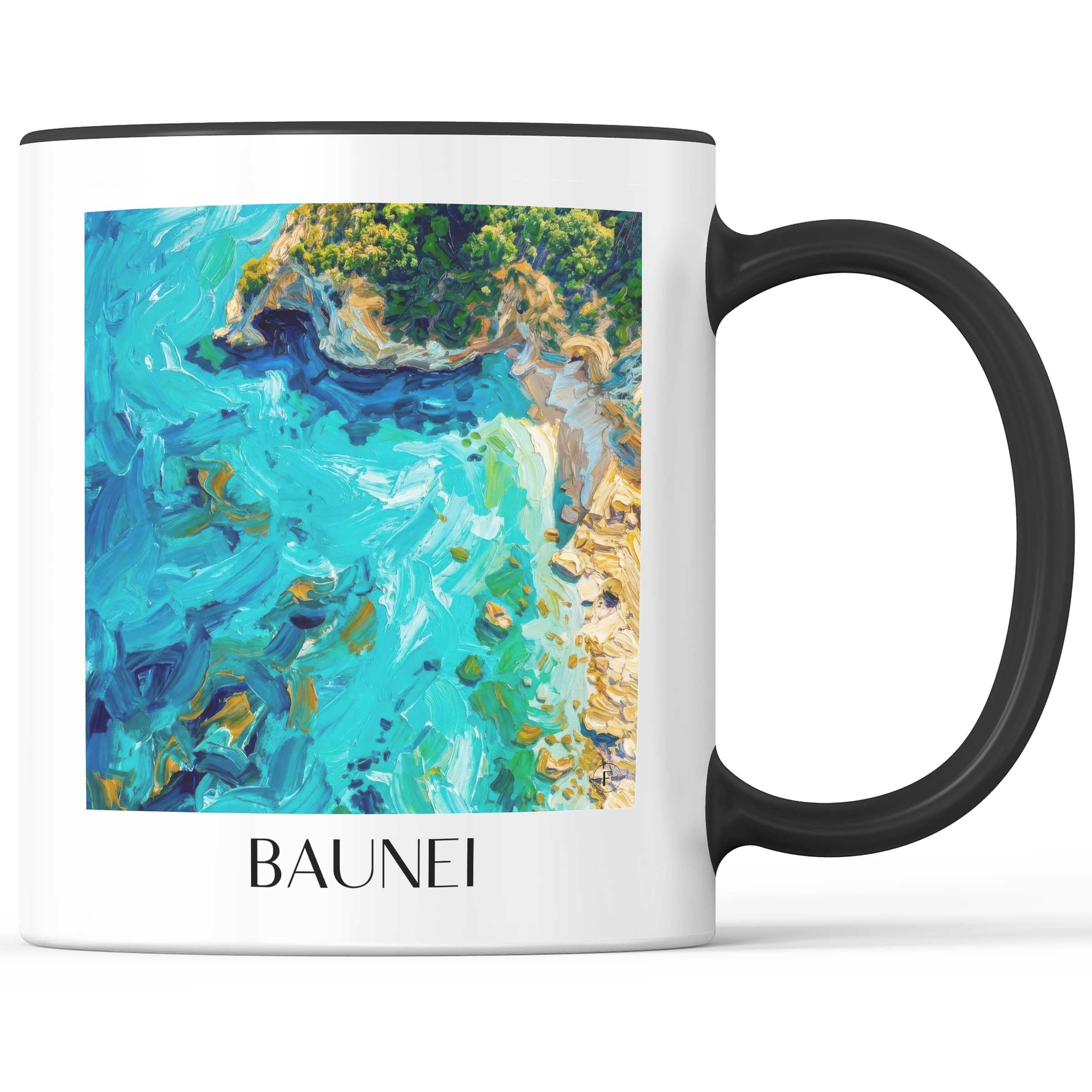 Baunei Kaffeebecher - Sardinien - Italien Becher - Kaffeetasse im Ölgemälde Stil