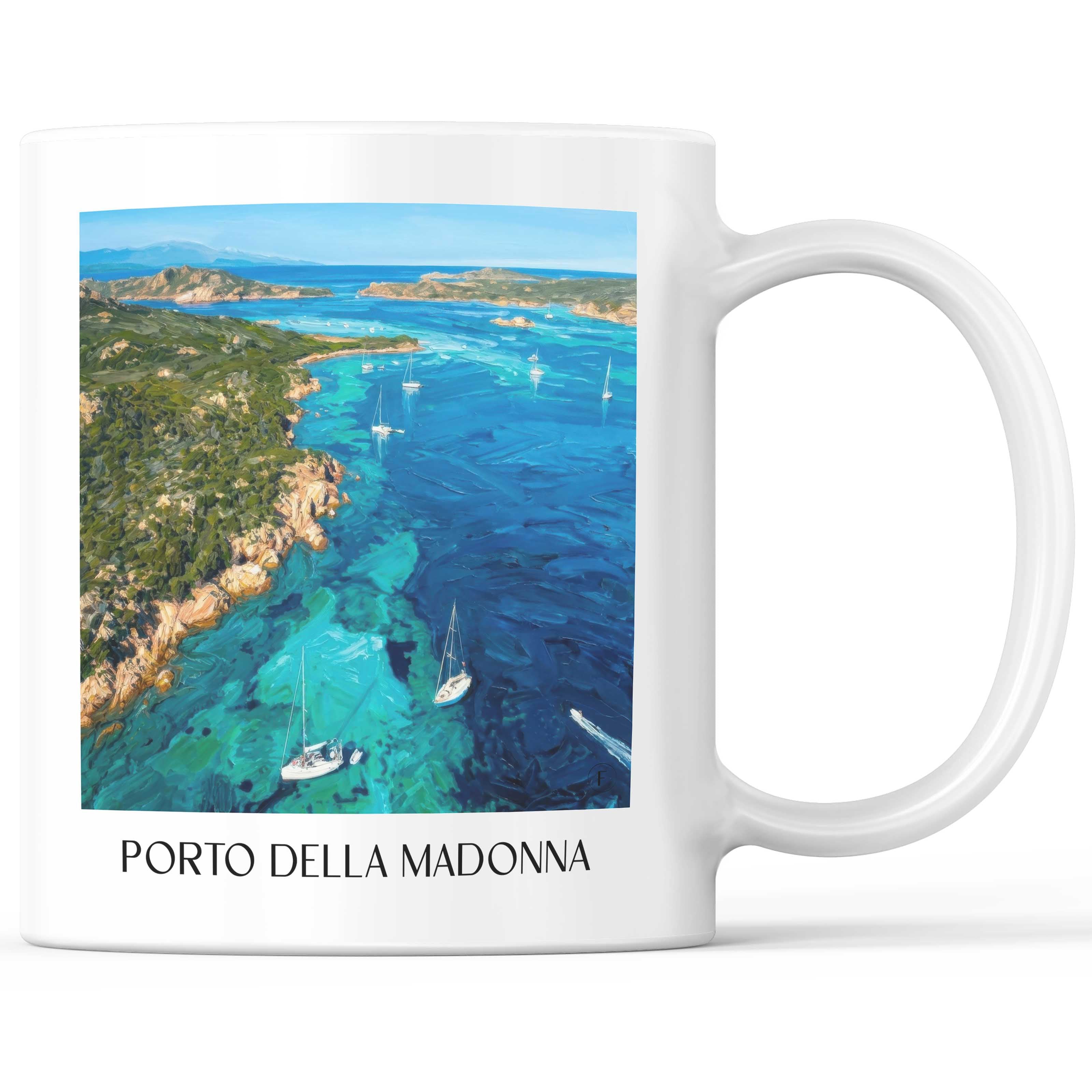 Porto della Madonna Kaffeebecher - Sardinien - Italien Becher - Kaffeetasse im Ölgemälde Stil