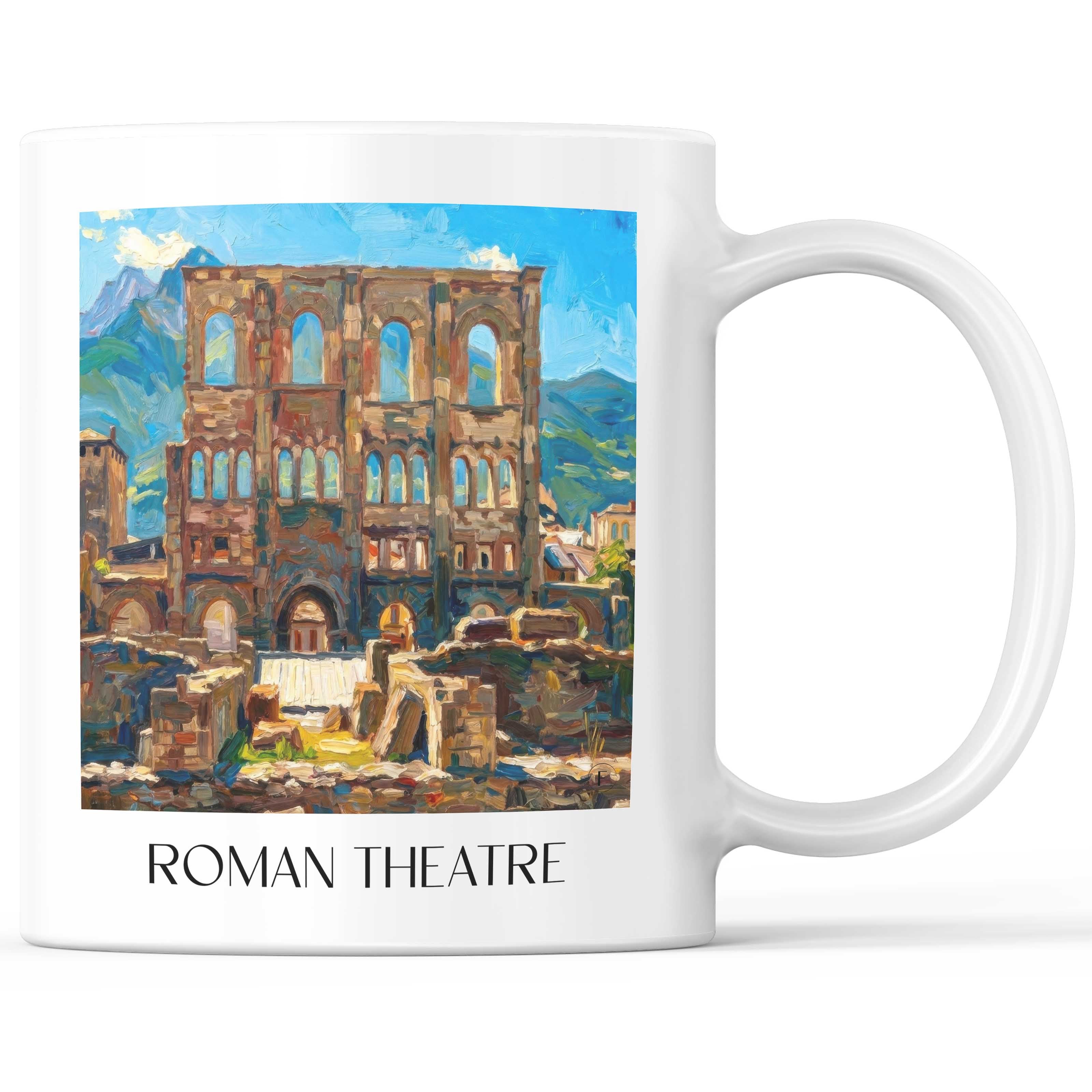 Teatro Romano Kaffeebecher - Aosta - Italien Becher - Kaffeetasse im Ölgemälde Stil