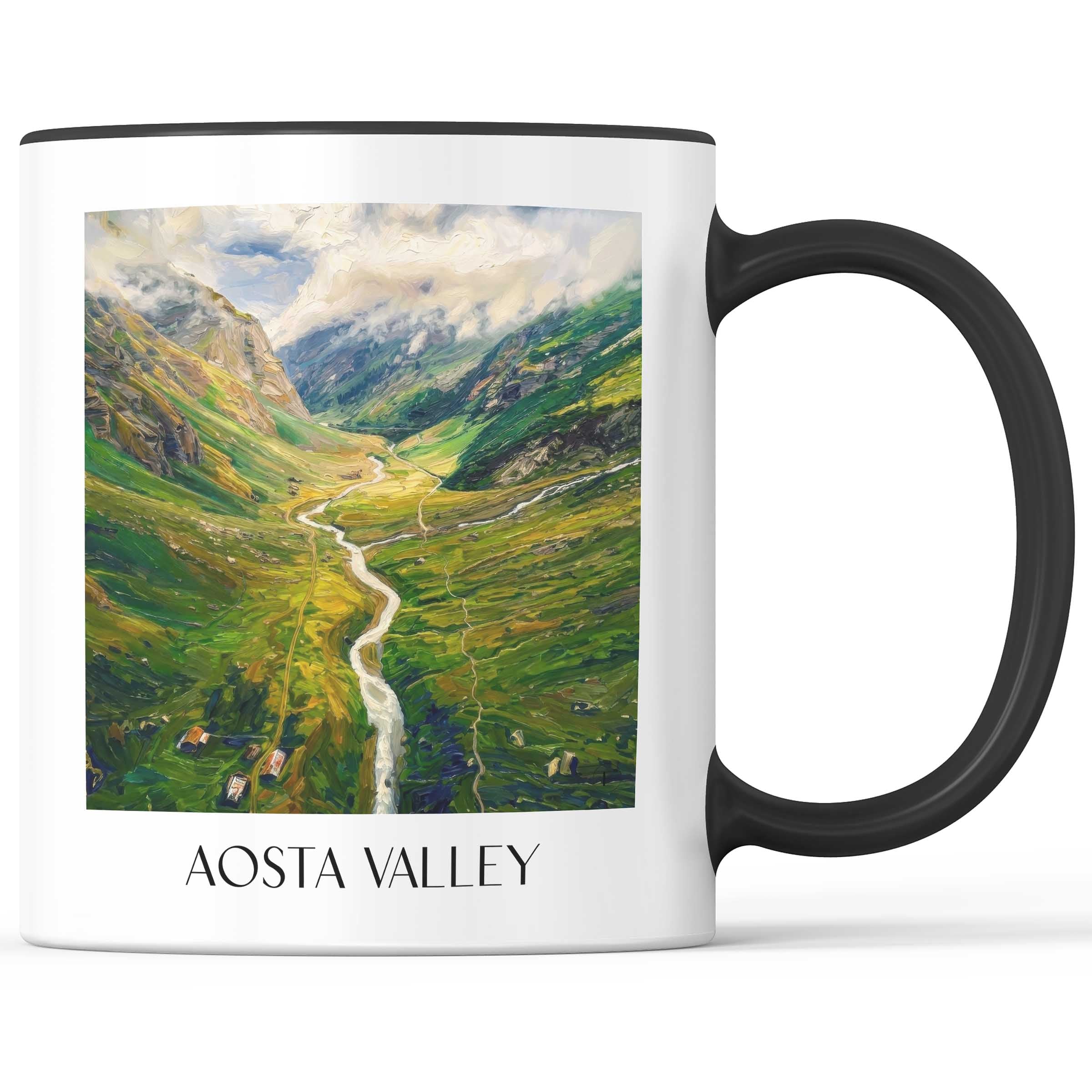 Aostatal Kaffeebecher - Italien - Italien Becher - Kaffeetasse im Ölgemälde Stil