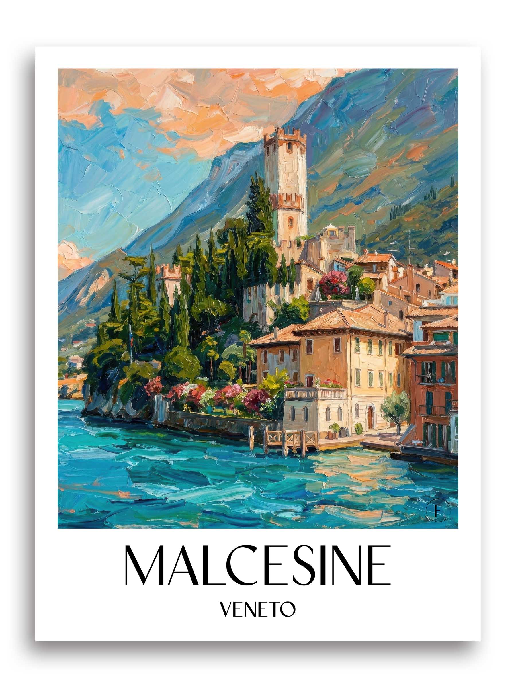 Malcesine Poster - Venetien - Italien Kunstdruck - Ölgemälde von A4 bis A1