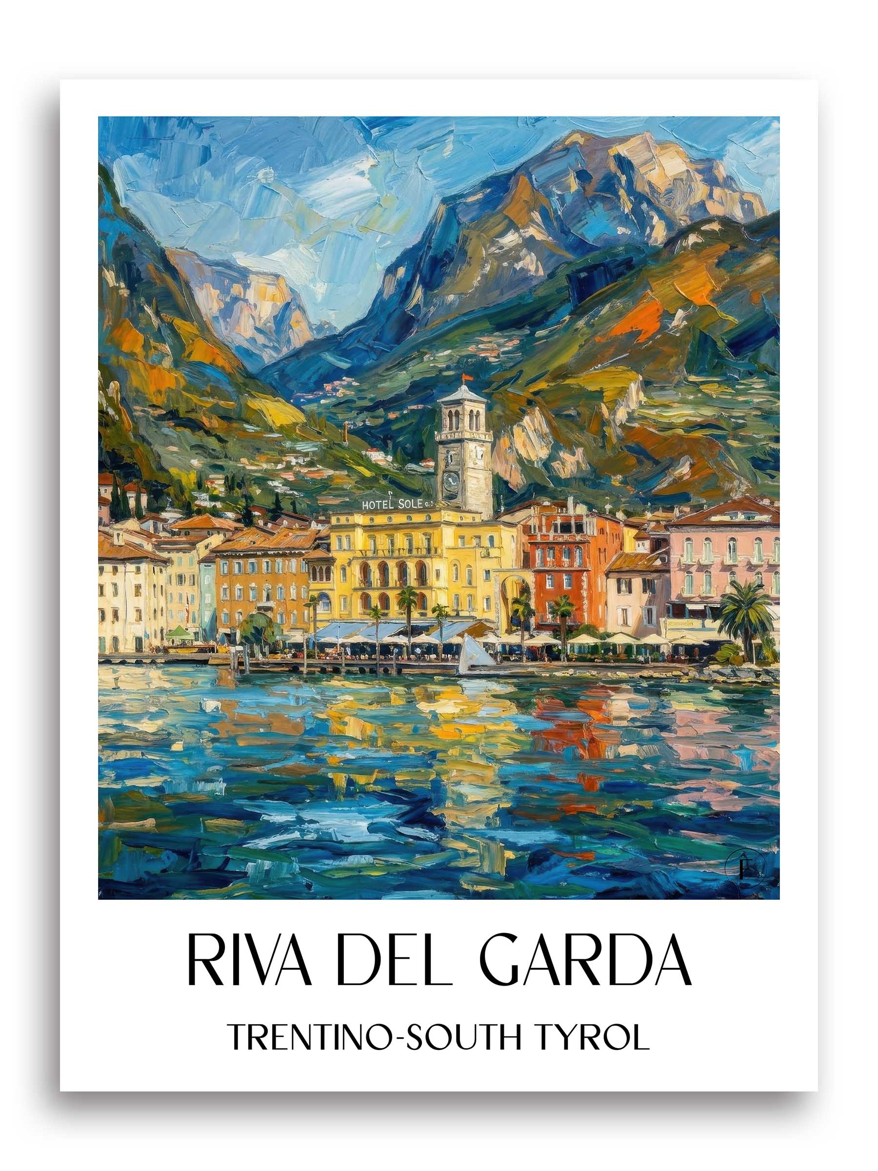 Riva del Garda Poster - Trentino-Südtirol - Italien Kunstdruck - Ölgemälde von A4 bis A1