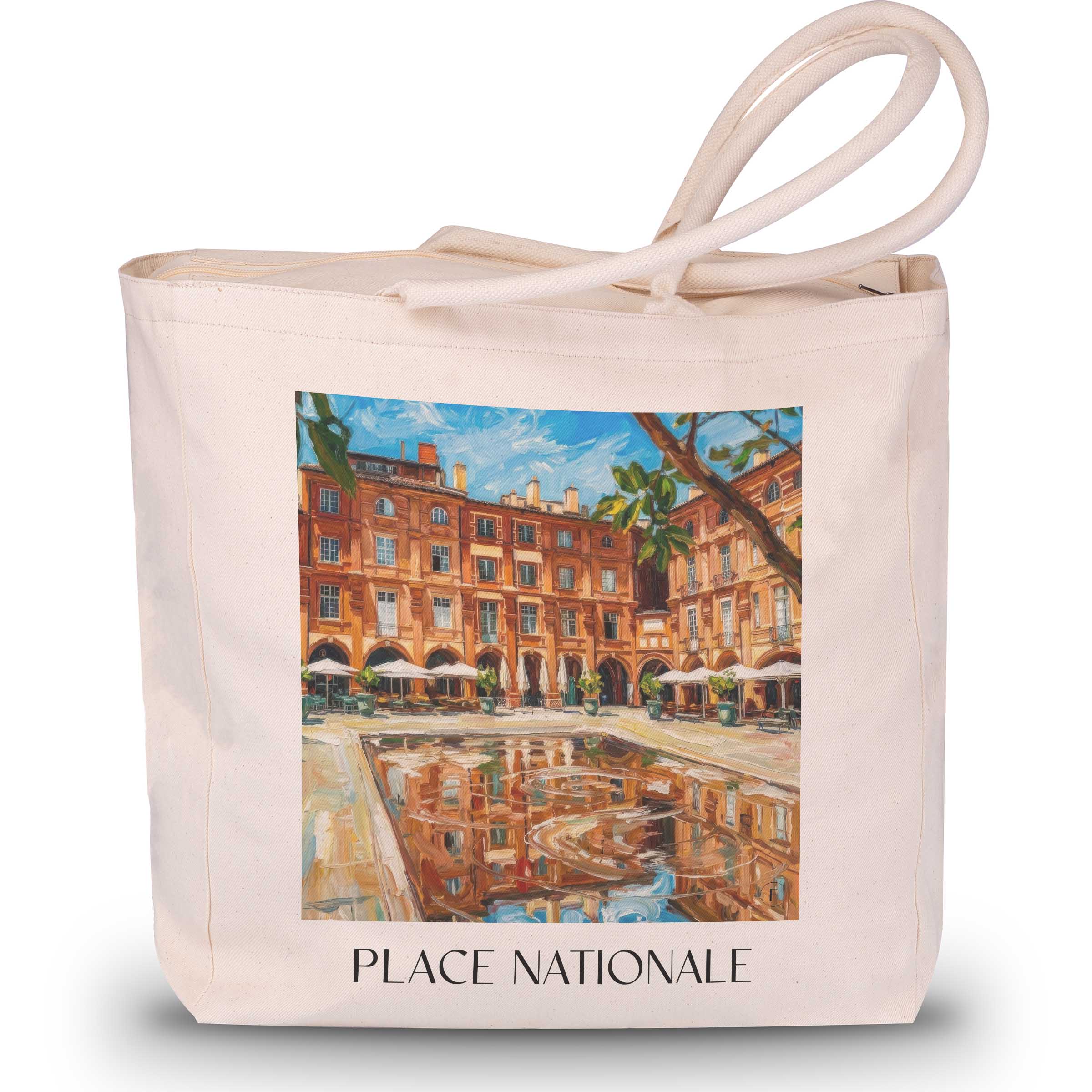 Place Nationale Shopping Tasche - Montauban - Frankreich Tote Bag - Einkaufstasche im Ölgemälde Stil