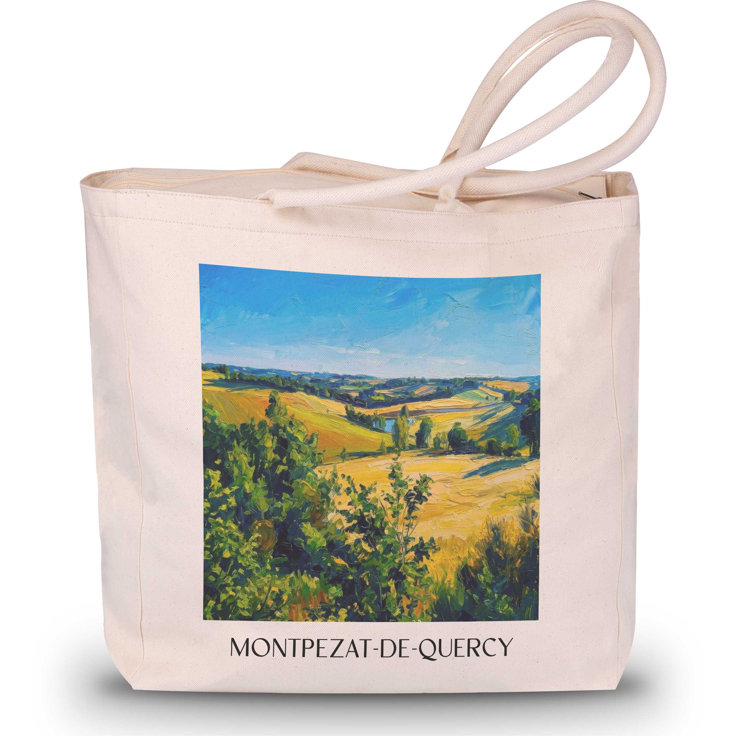 Montpezat-de-Quercy Shopping Tasche - Okzitanien - Frankreich Tote Bag - Einkaufstasche im Ölgemälde Stil