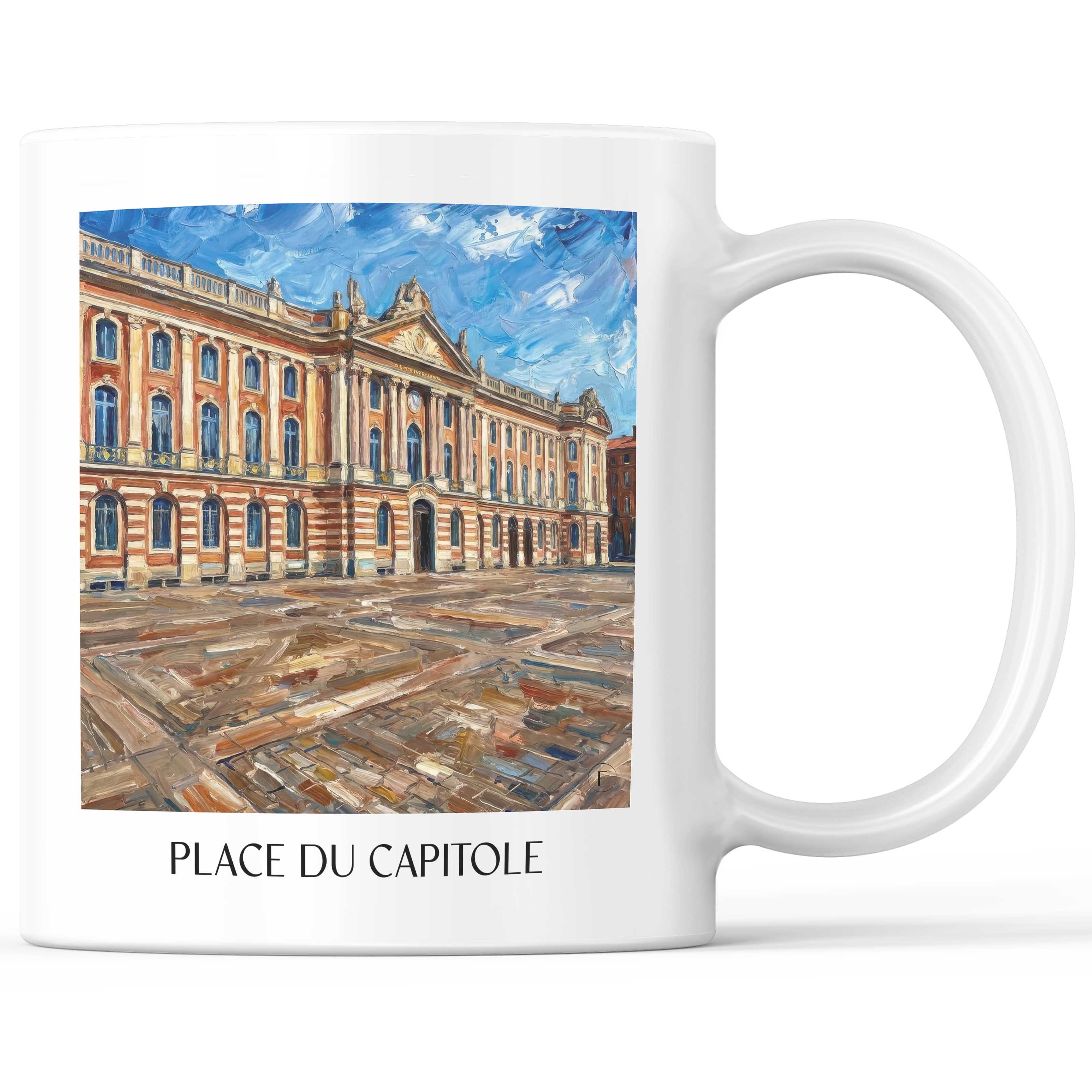 Place du Capitole Kaffeebecher - Toulouse - Frankreich Becher - Kaffeetasse im Ölgemälde Stil