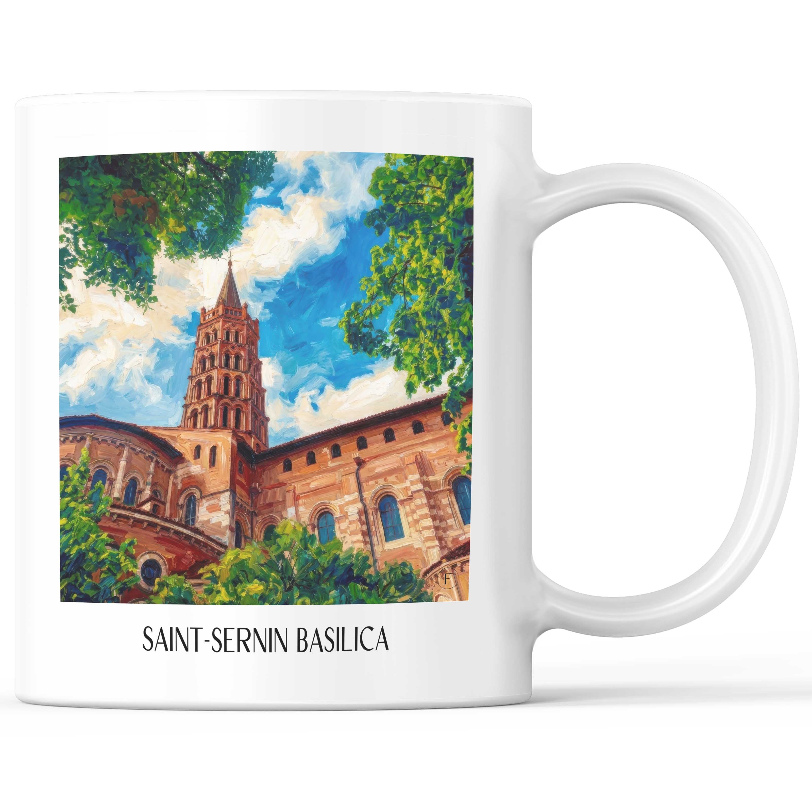 Basilique Saint-Sernin Kaffeebecher - Toulouse - Frankreich Becher - Kaffeetasse im Ölgemälde Stil