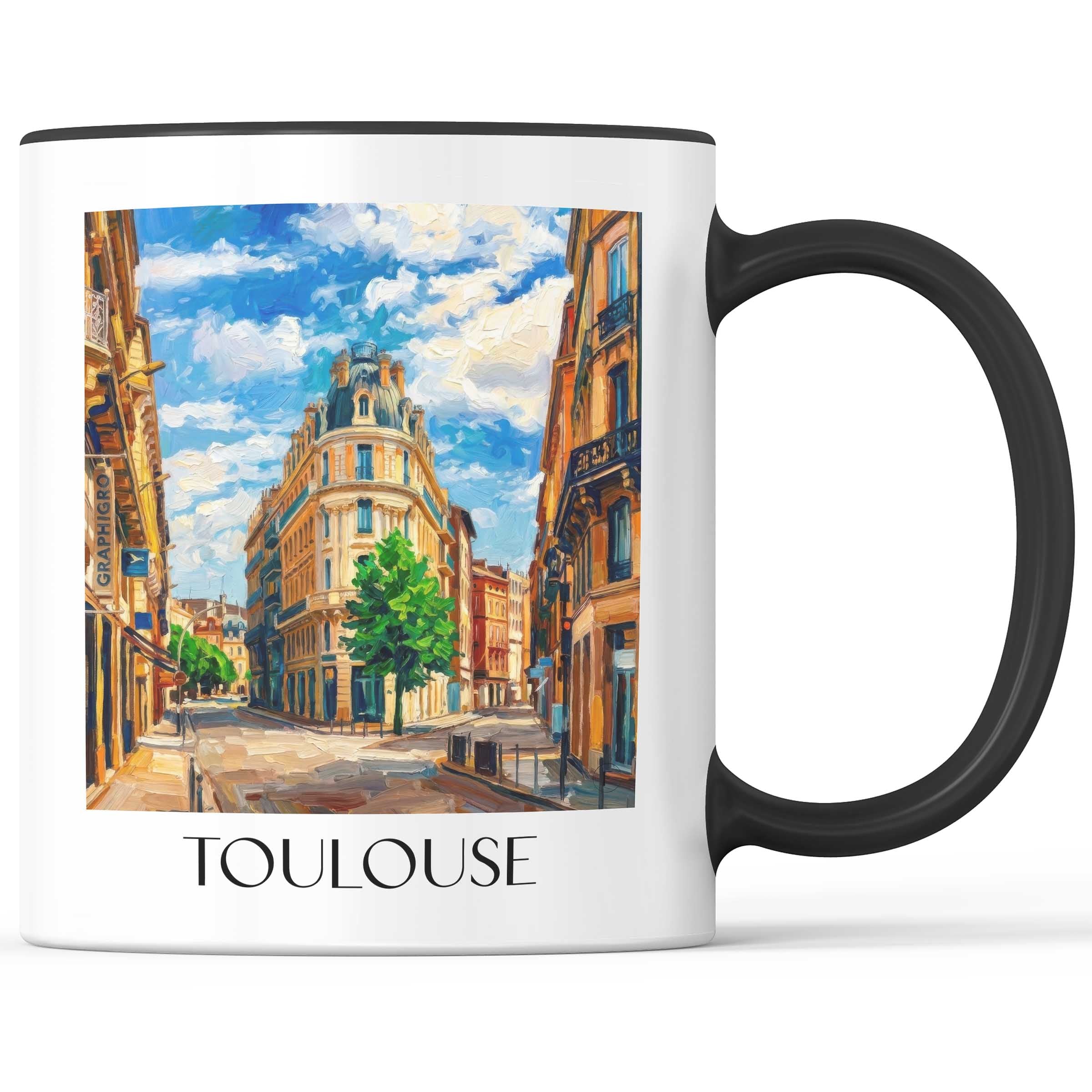 Toulouse Kaffeebecher - Okzitanien - Frankreich Becher - Kaffeetasse im Ölgemälde Stil