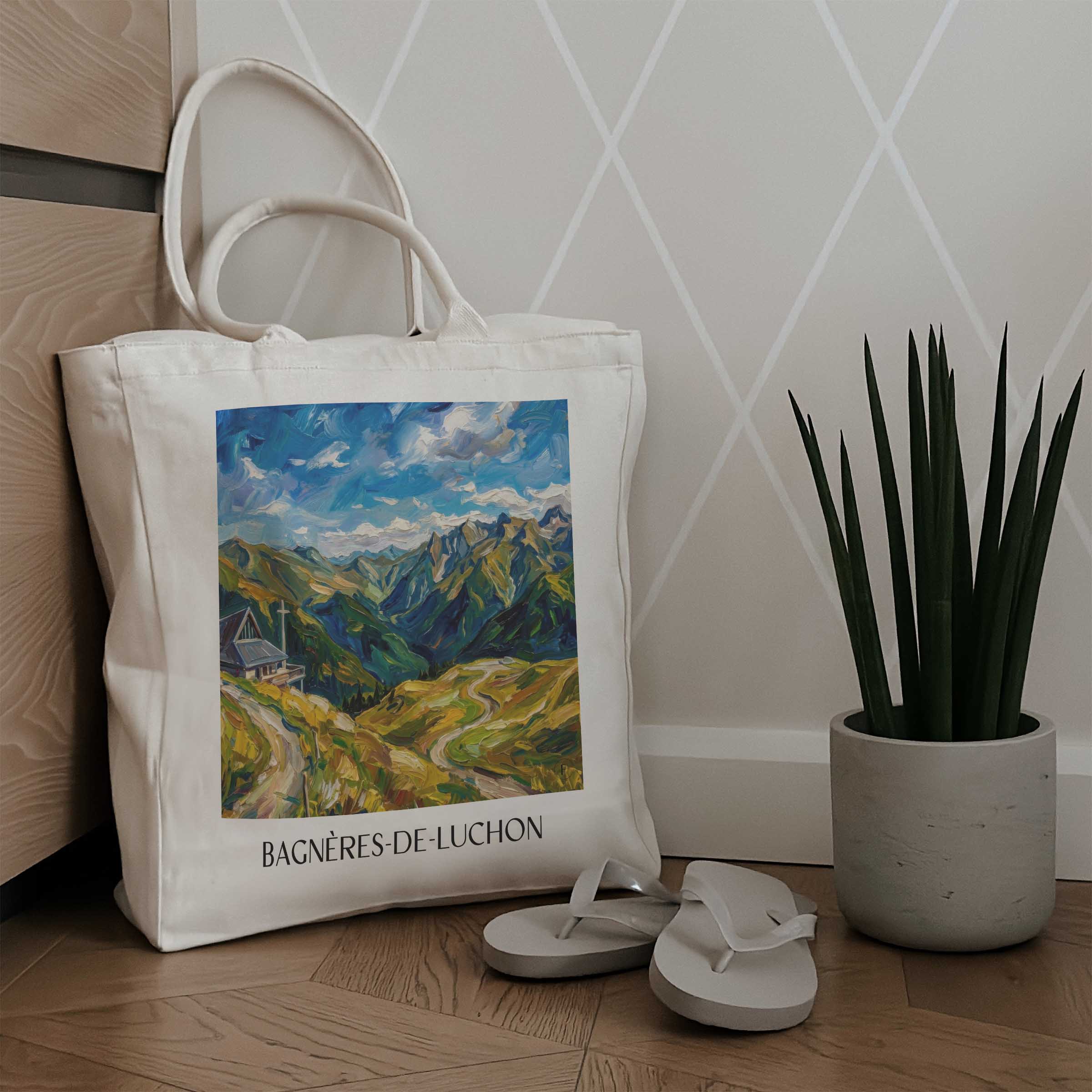 bagnères-de-luchon-luchonnais-frankreich-einkaufstasche-oil-painting-oelgemaelde