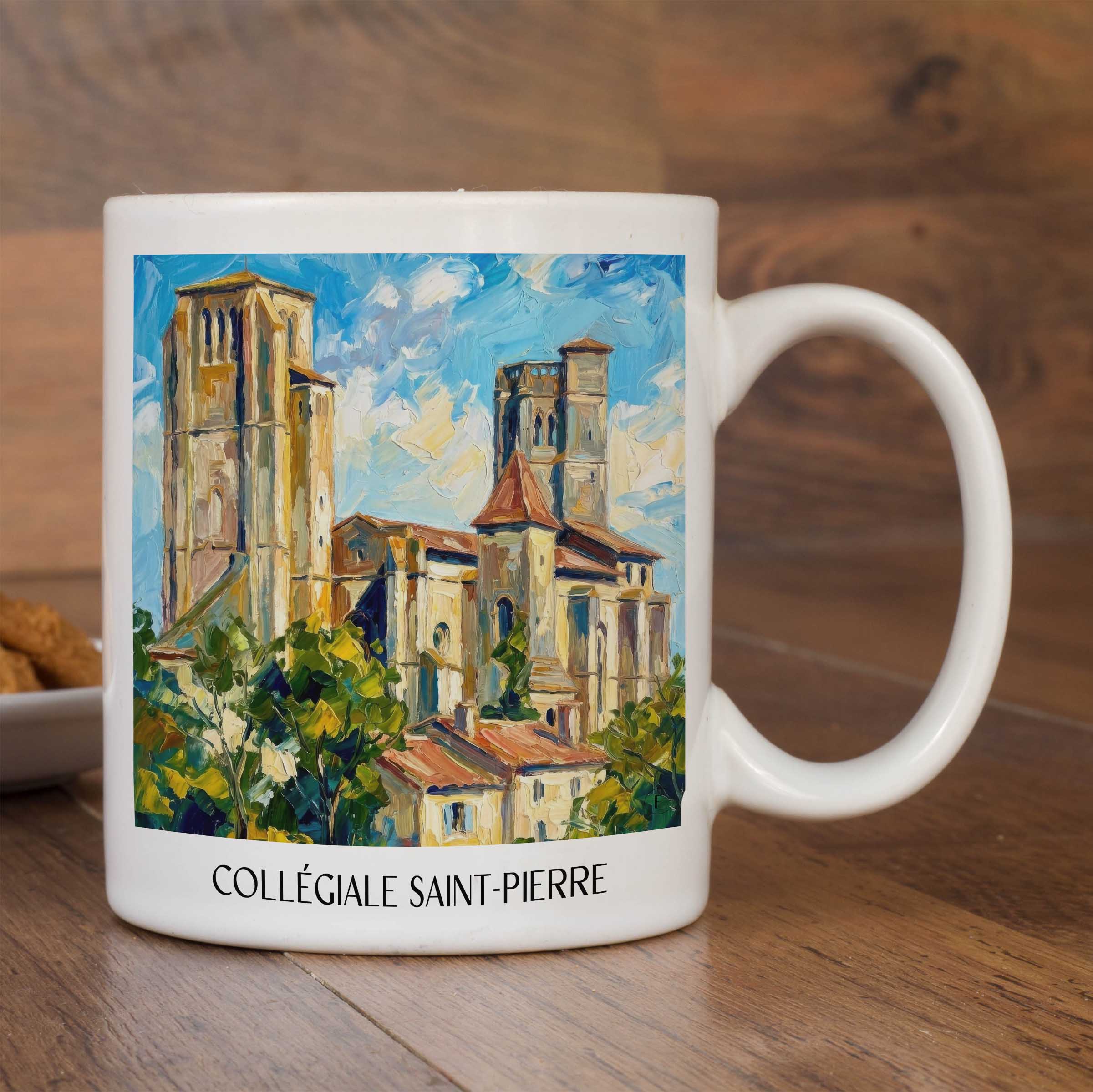 collégiale-saint-pierre-la-romieu-frankreich-kaffeebecher-oil-painting-oelgemaelde