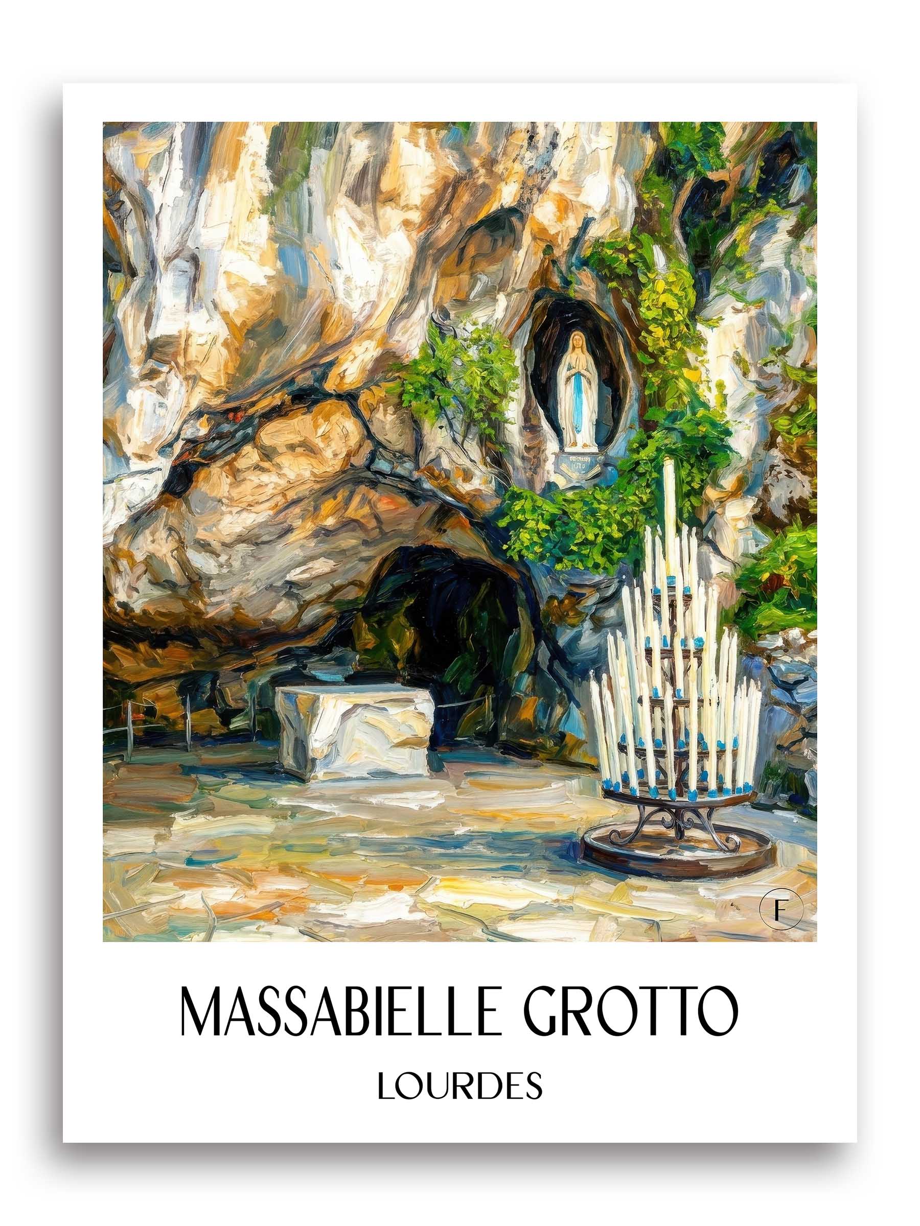 Grotte de Massabielle Poster - Lourdes - Frankreich Kunstdruck - Ölgemälde von A4 bis A1