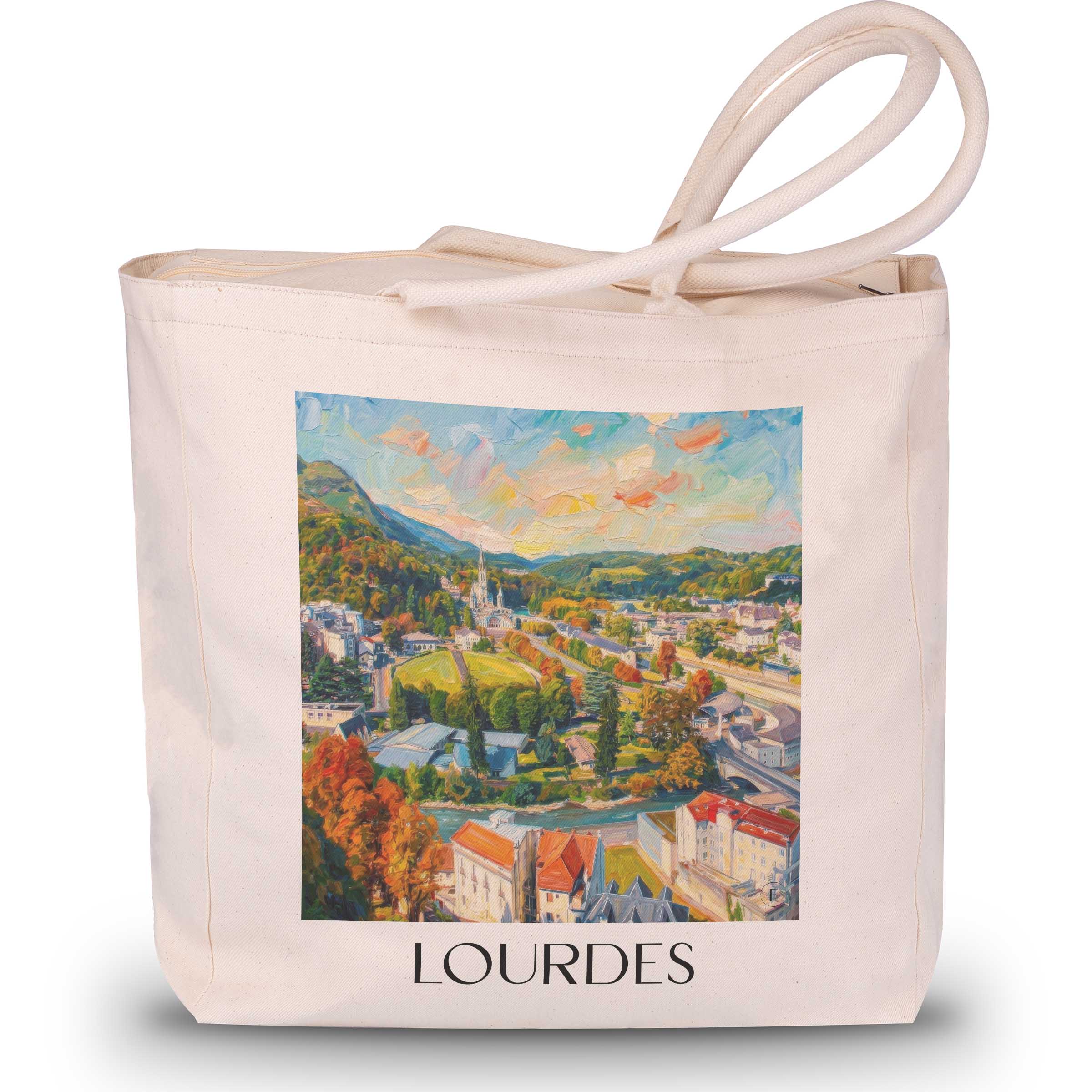lourdes-pyrénées-frankreich-einkaufstasche-oil-painting-oelgemaelde