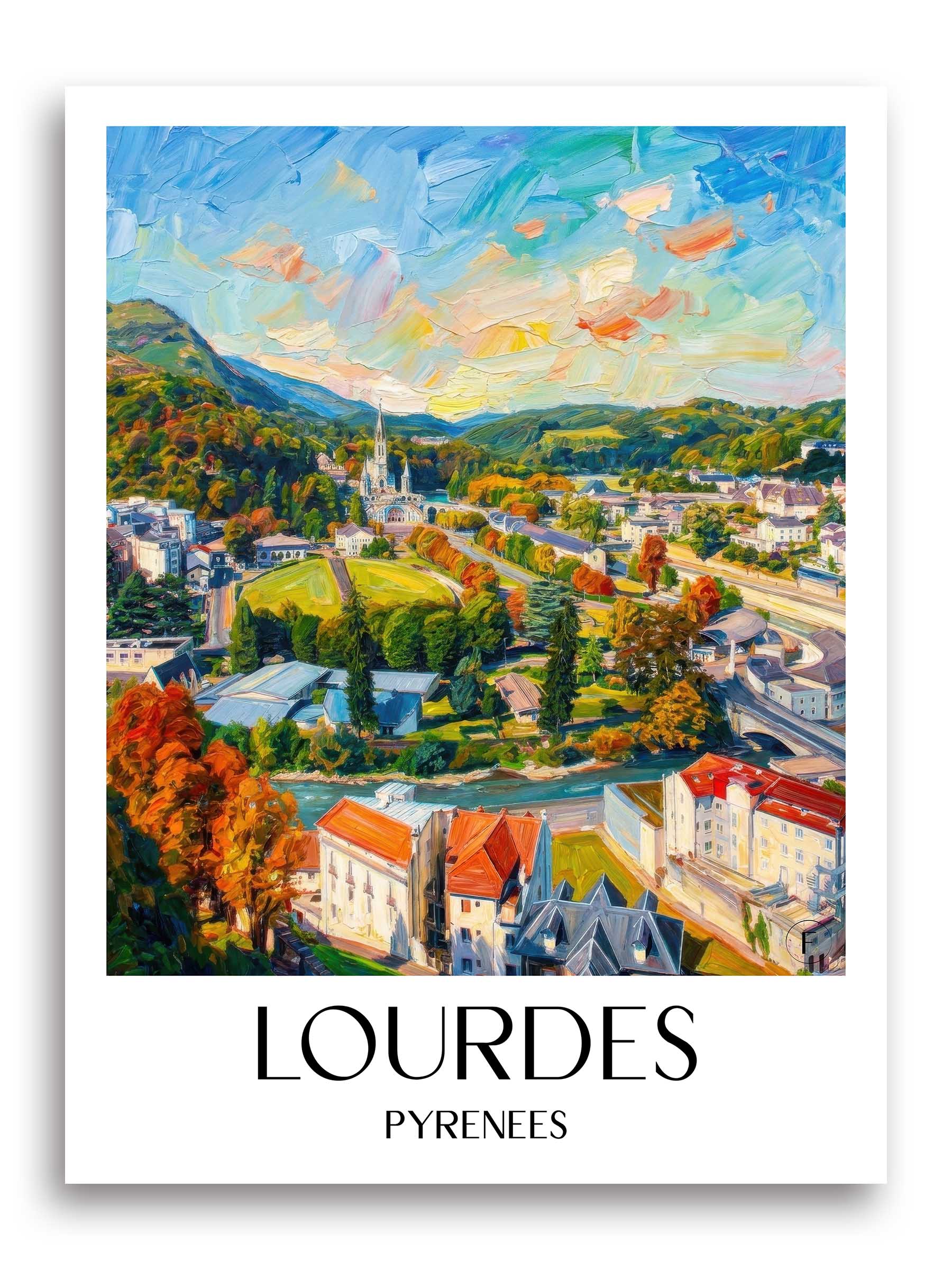 Lourdes Poster - Pyrénées - Frankreich Kunstdruck - Ölgemälde von A4 bis A1