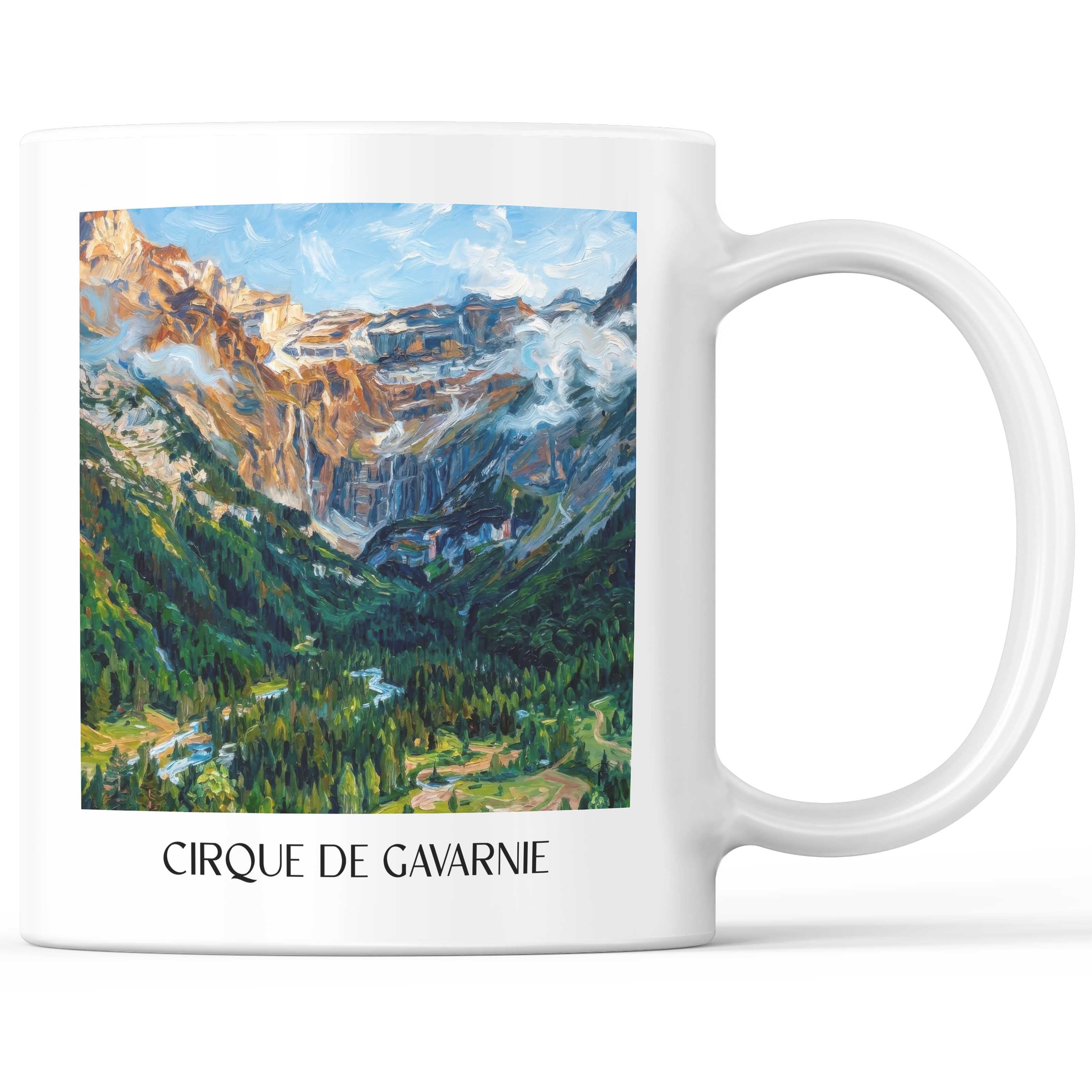 Cirque de Gavarnie Kaffeebecher - Pyrénées - Frankreich Becher - Kaffeetasse im Ölgemälde Stil