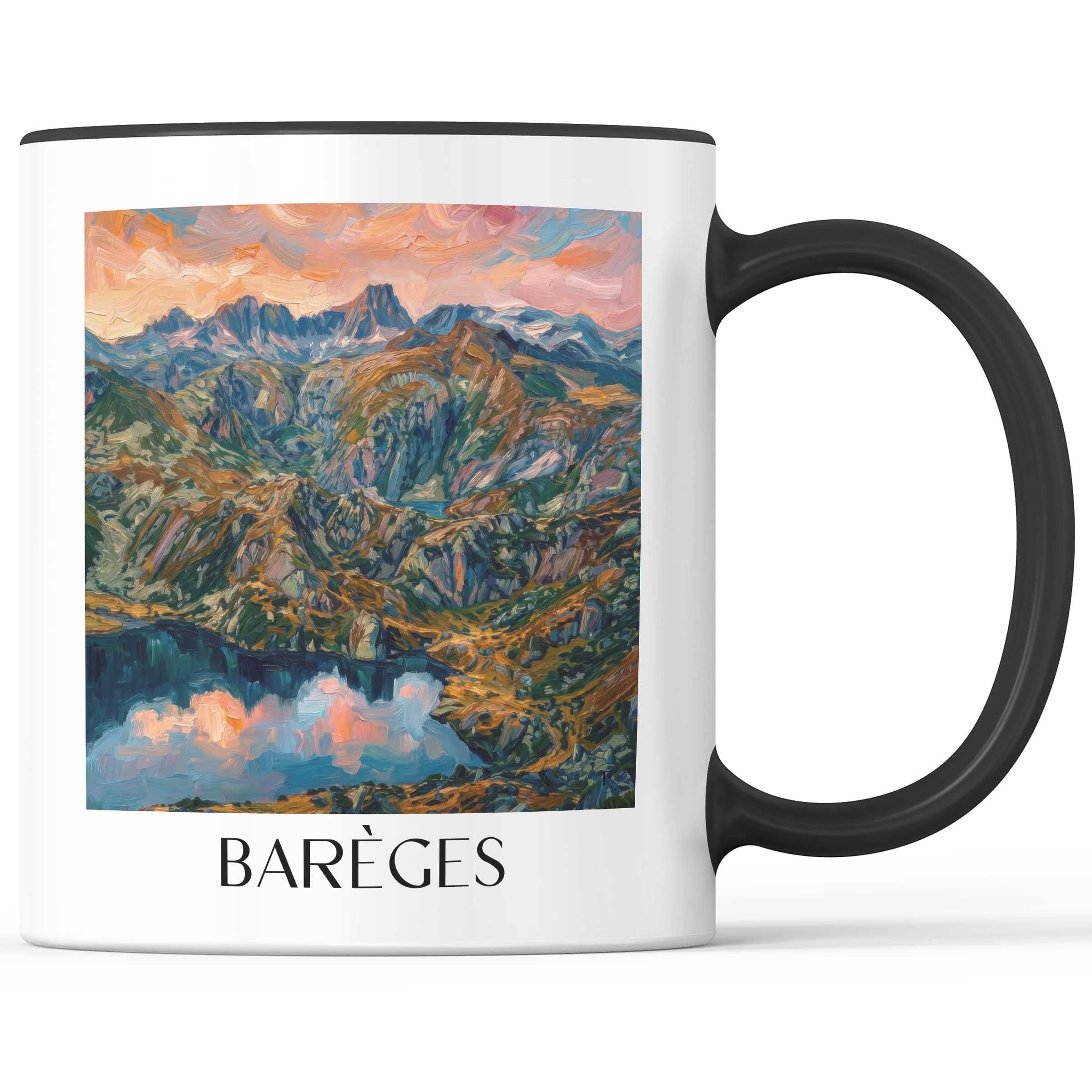 Barèges Kaffeebecher - Vallée du Bastan - Frankreich Becher - Kaffeetasse im Ölgemälde Stil