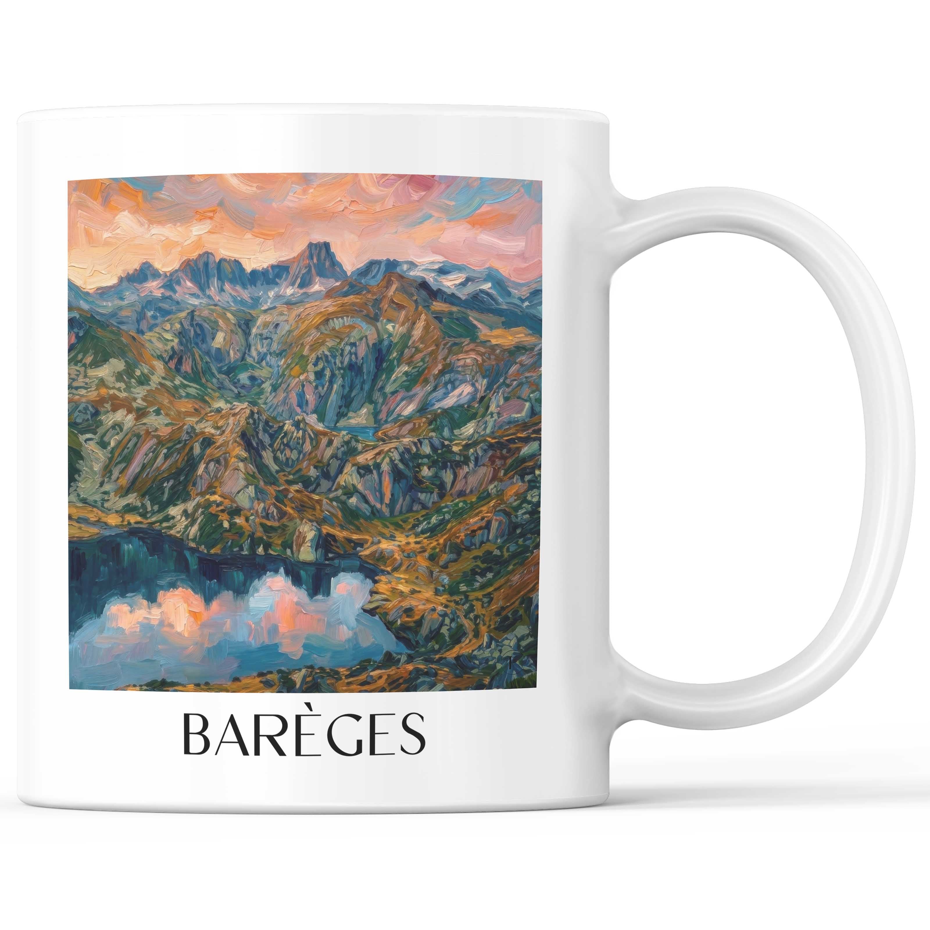 Barèges Kaffeebecher - Vallée du Bastan - Frankreich Becher - Kaffeetasse im Ölgemälde Stil