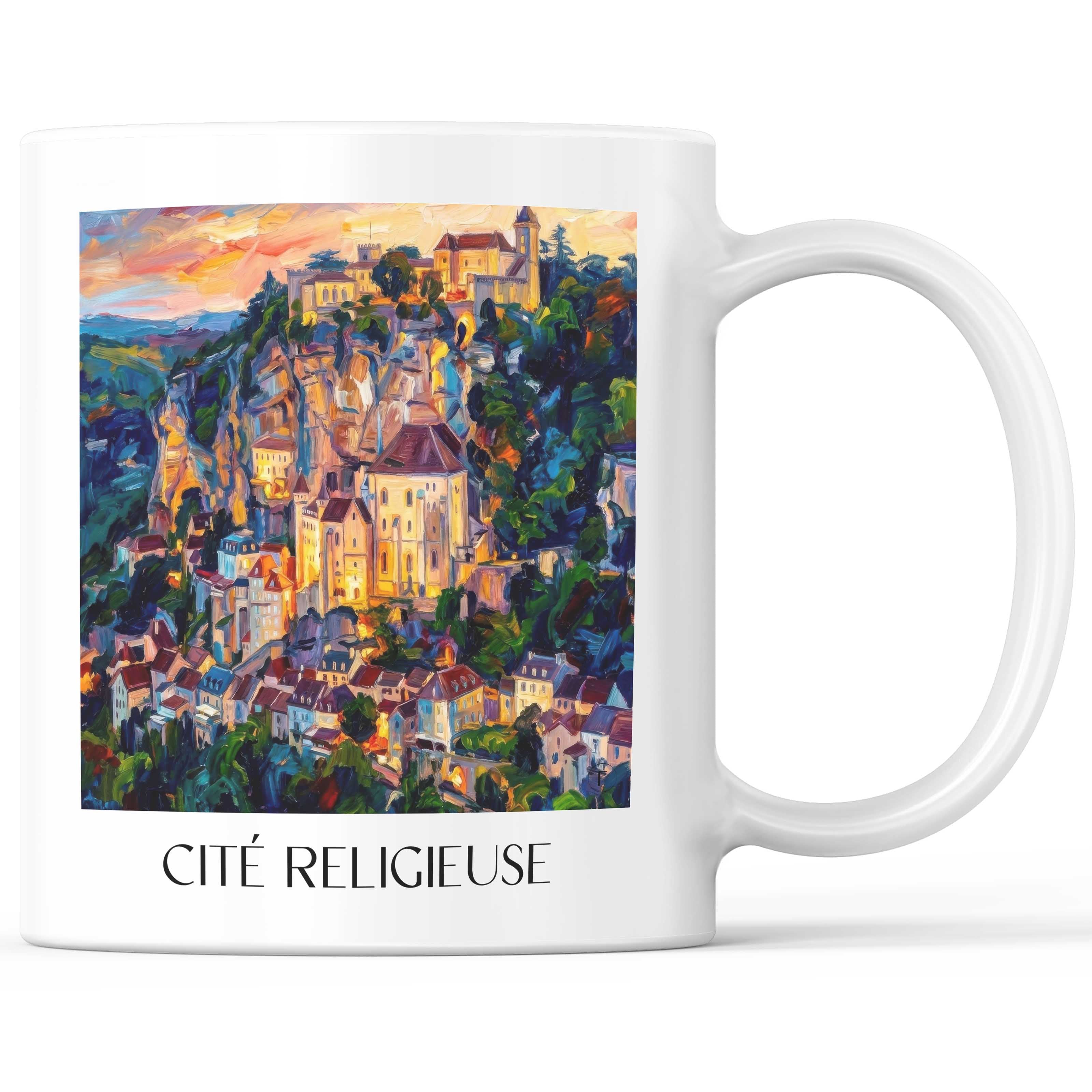 Cité Religieuse Kaffeebecher - Rocamadour - Frankreich Becher - Kaffeetasse im Ölgemälde Stil